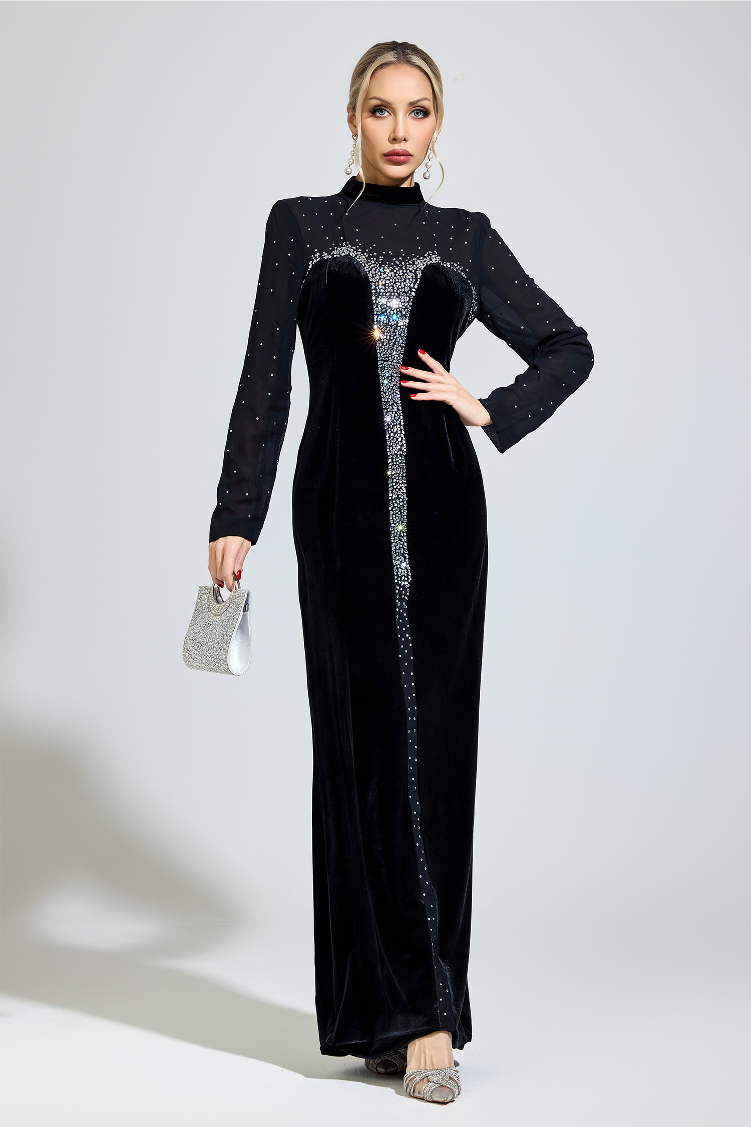 Munro Black Velvet Maxi Dress
