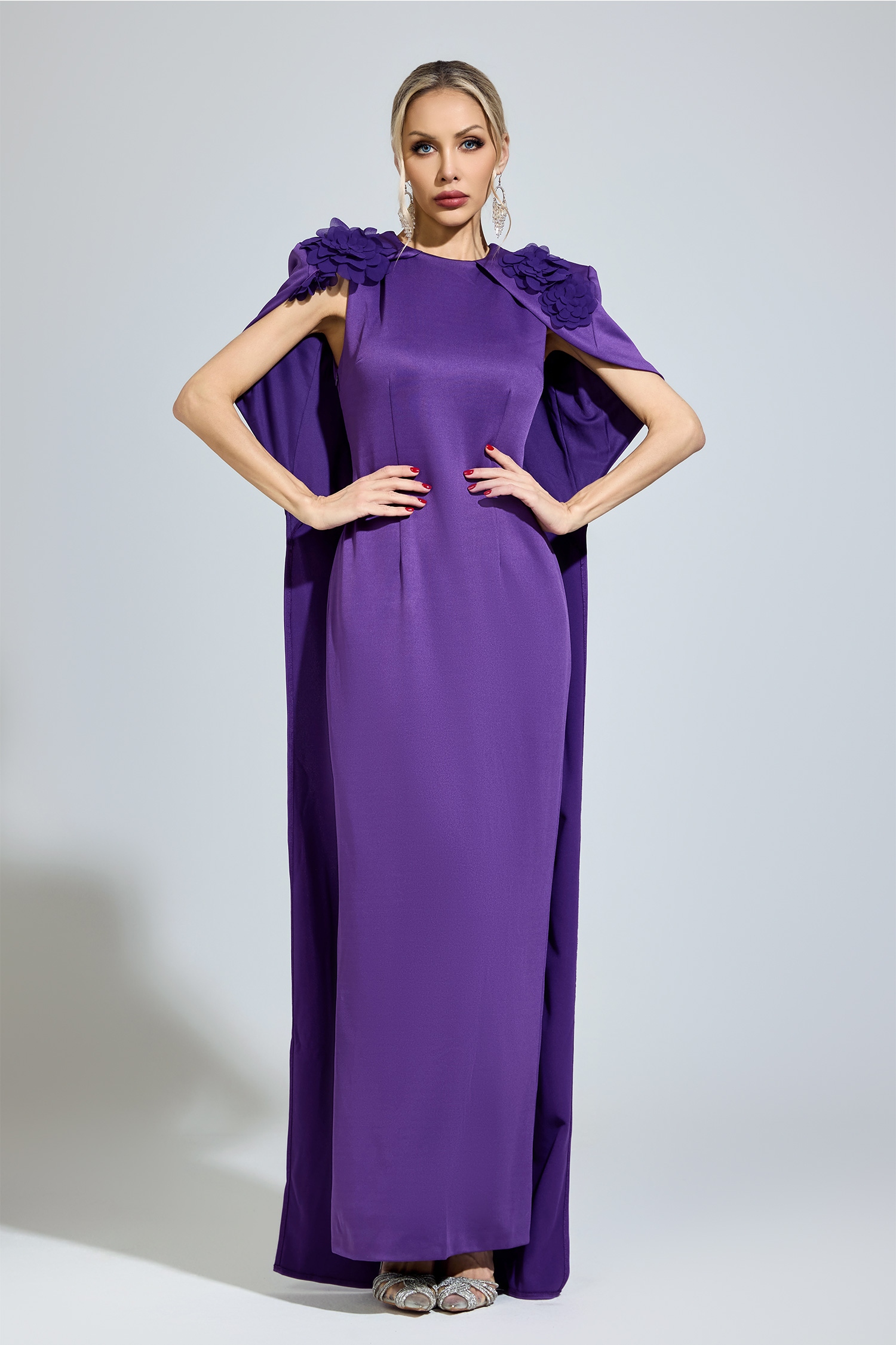 Nabokov Purple Cape Formal Dress