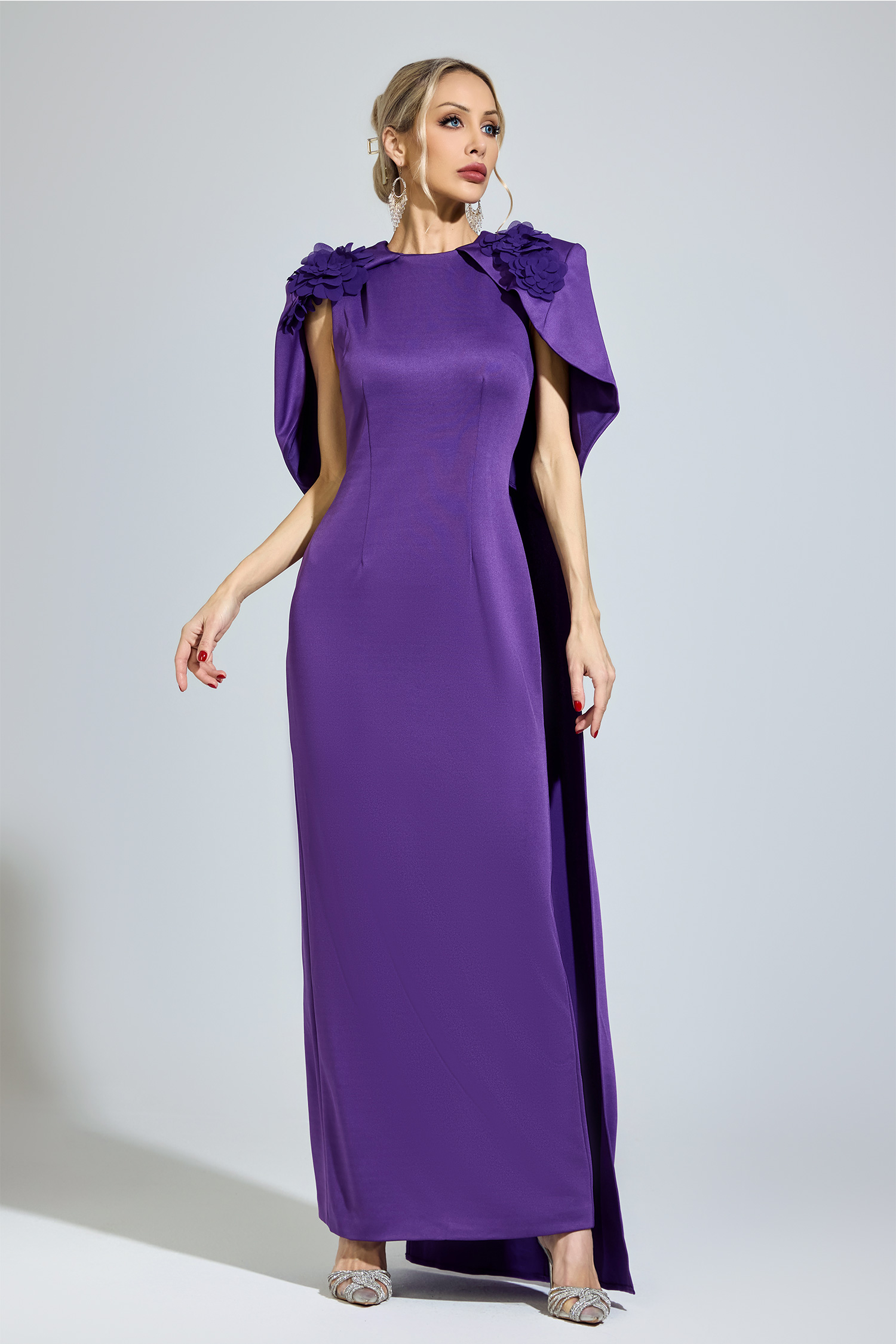 Nabokov Purple Cape Formal Dress