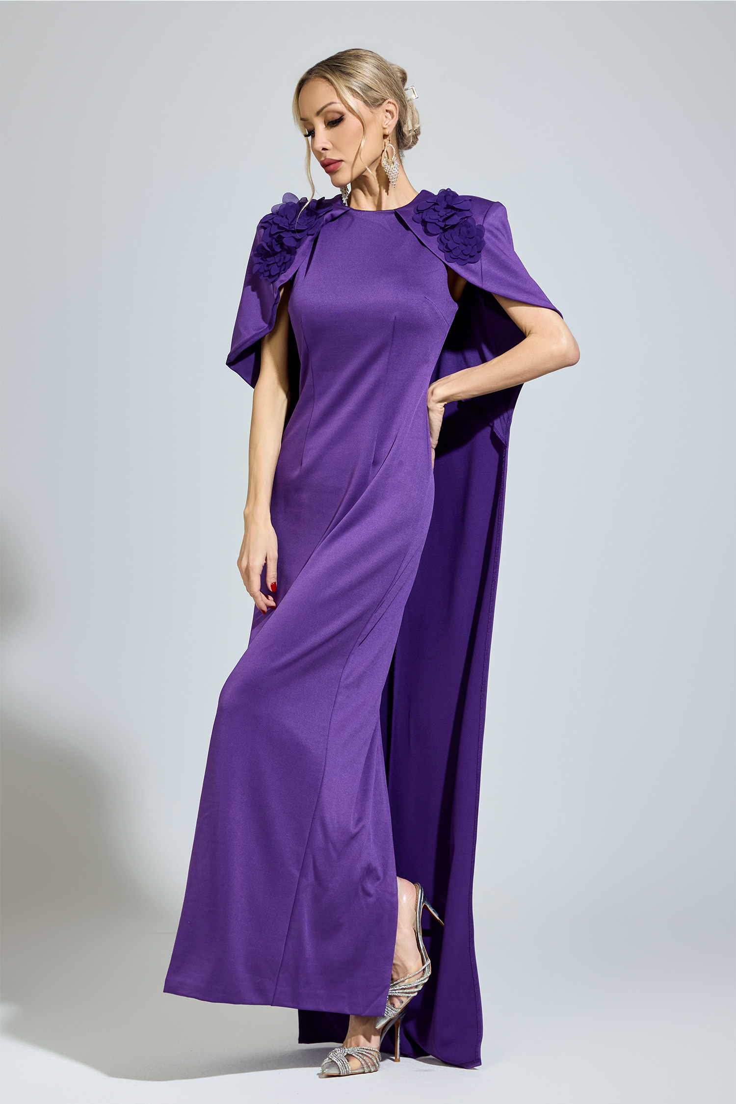 Nabokov Purple Cape Formal Dress