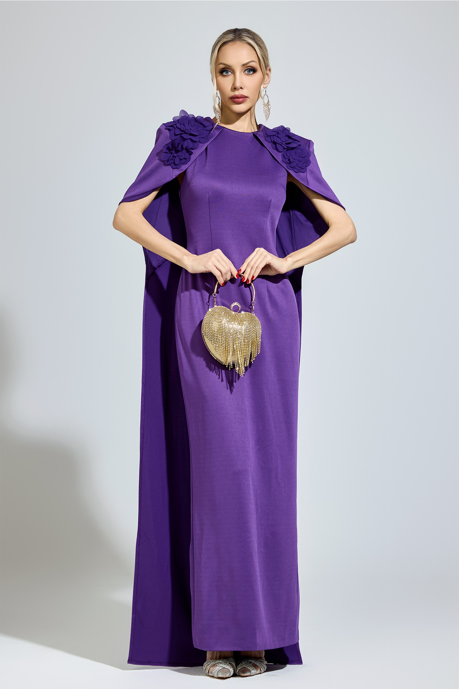 Nabokov Purple Cape Formal Dress