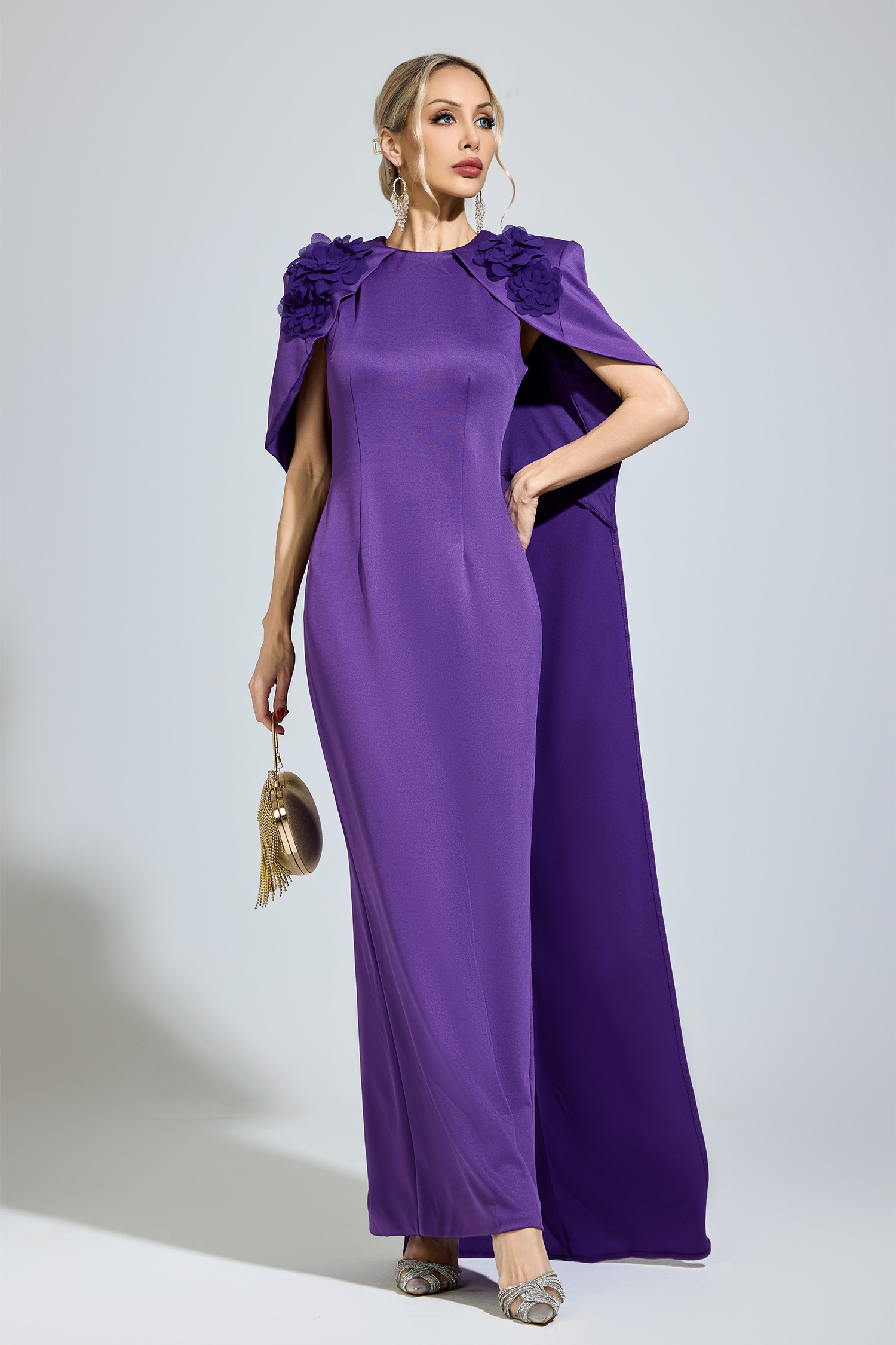 Nabokov Purple Cape Formal Dress