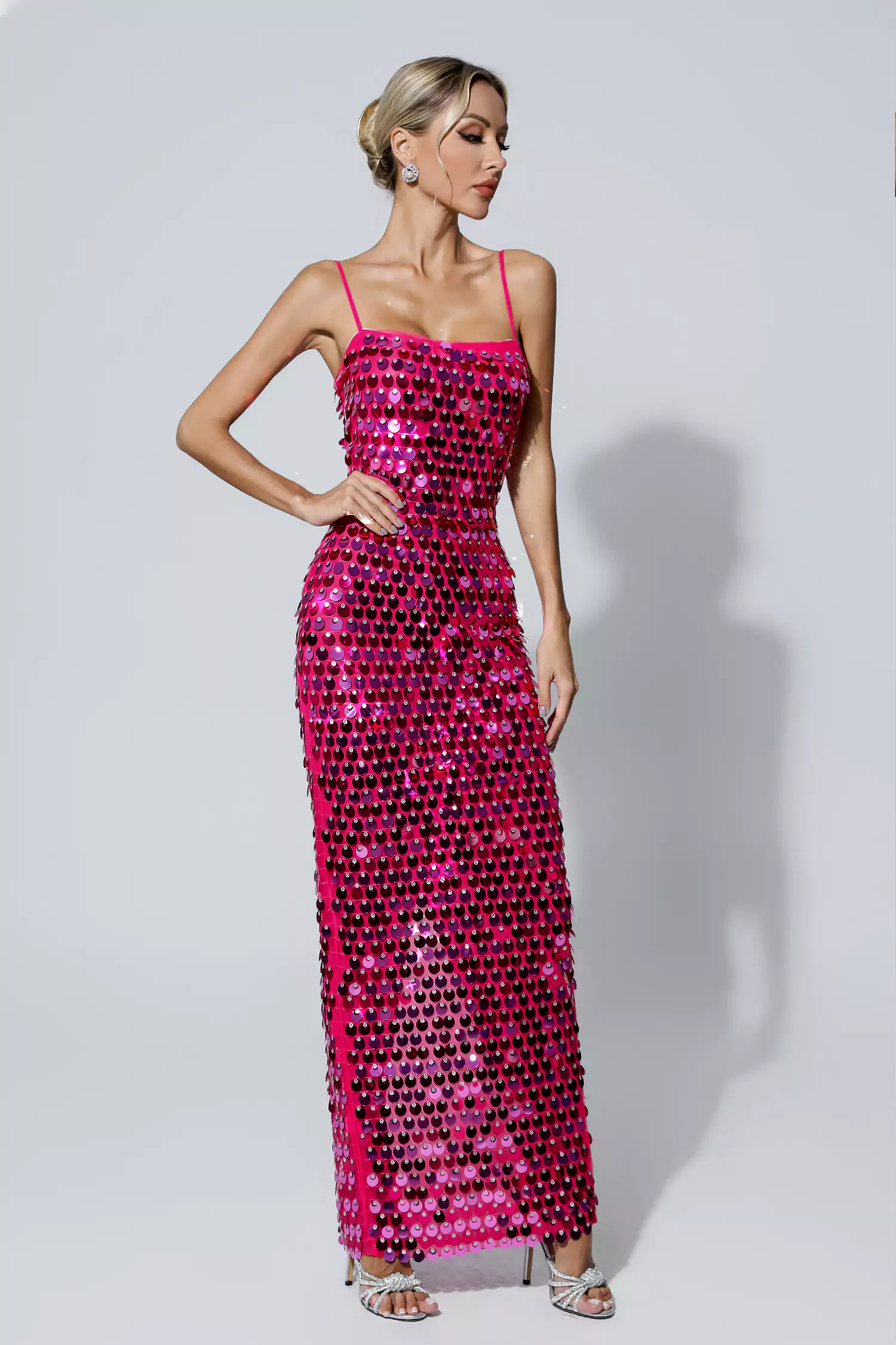 Nalani Rose Red Sequin Slip Maxi Dress-CATCHALL