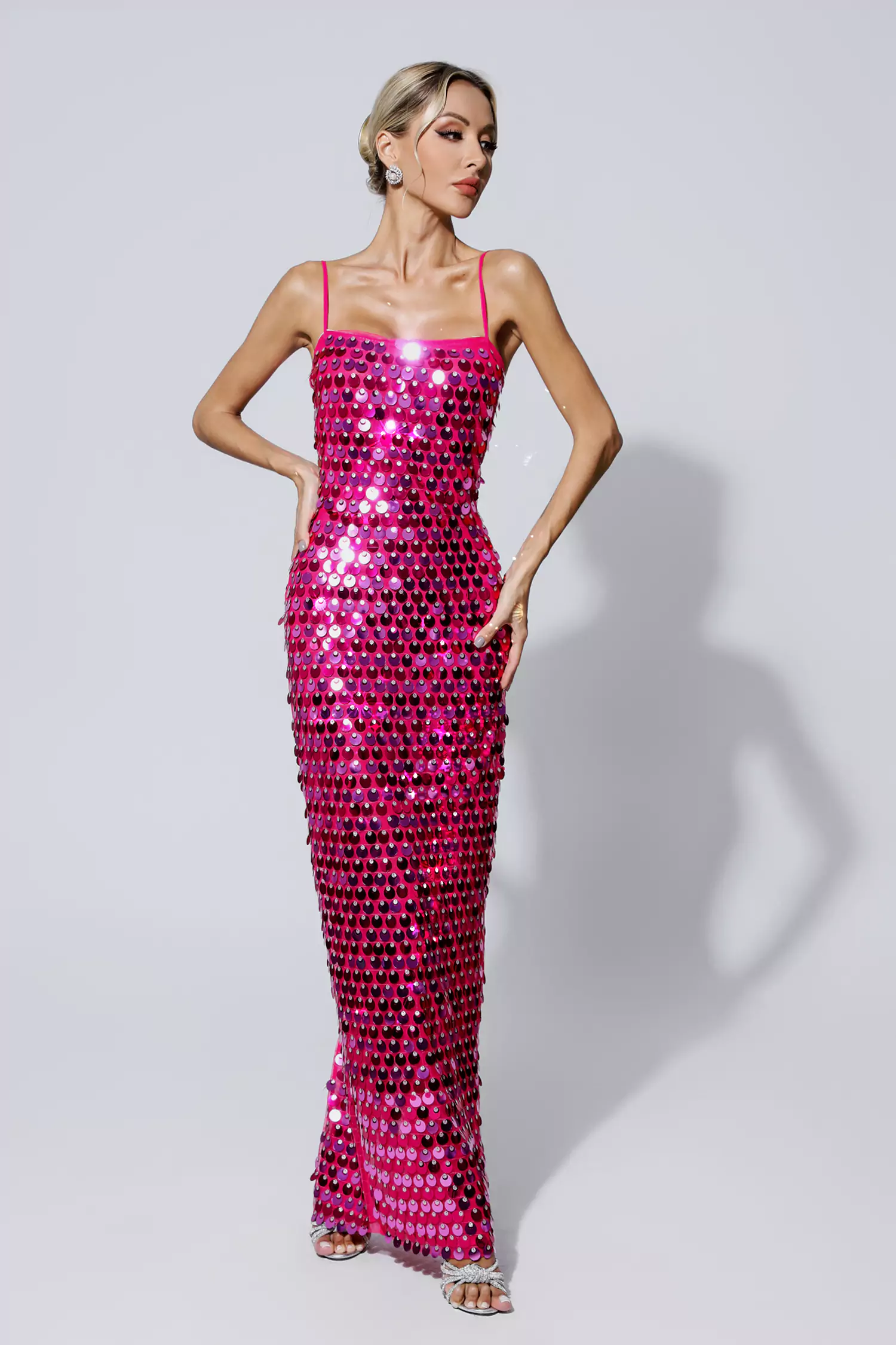 Nalani Rose Red Sequin Slip Maxi Dress-CATCHALL