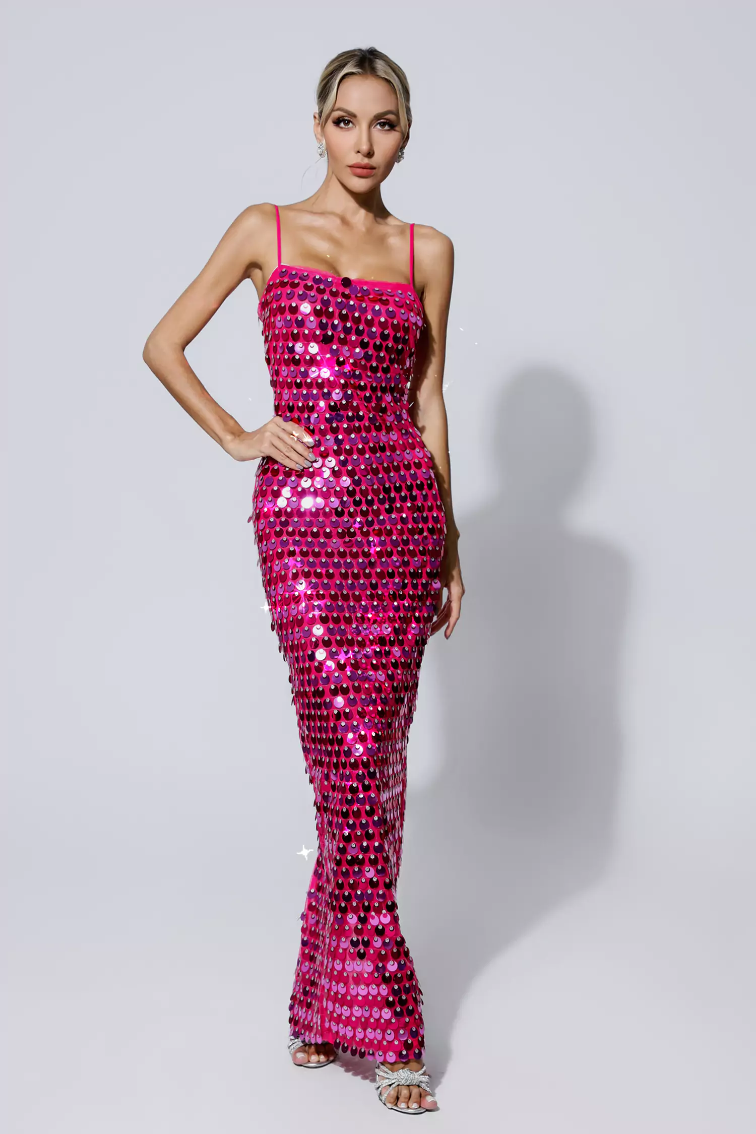 Nalani Rose Red Sequin Slip Maxi Dress-CATCHALL