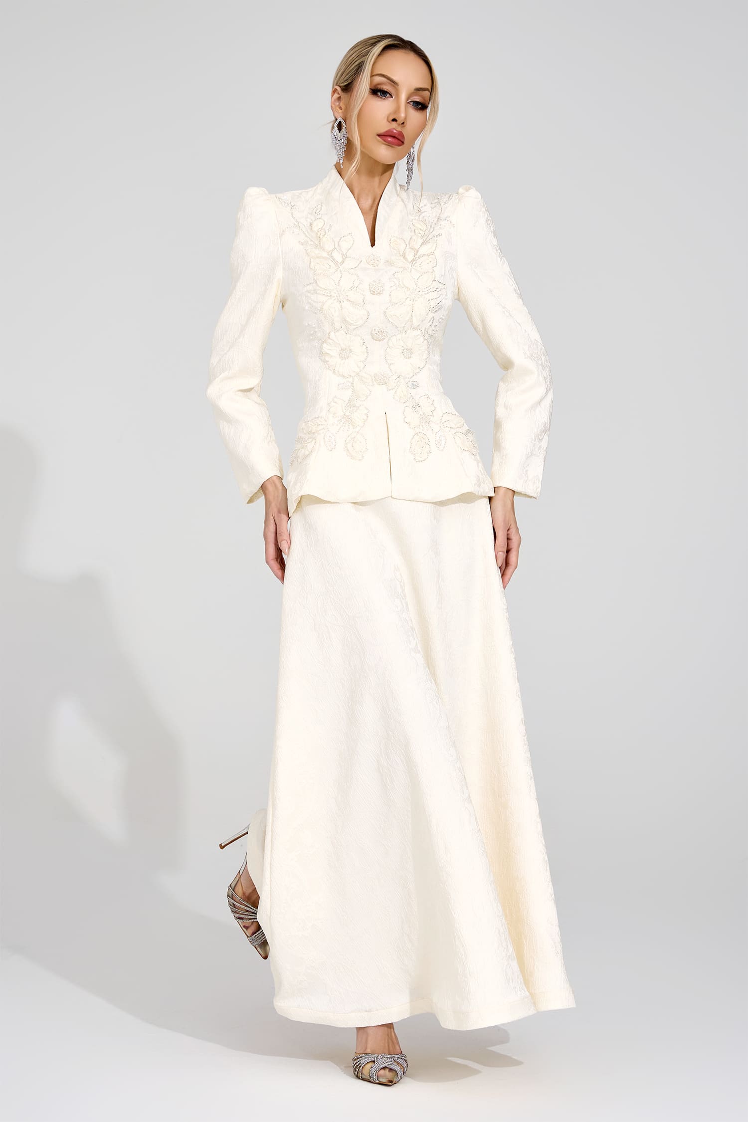 Nanna  Apricot Embroidered Set