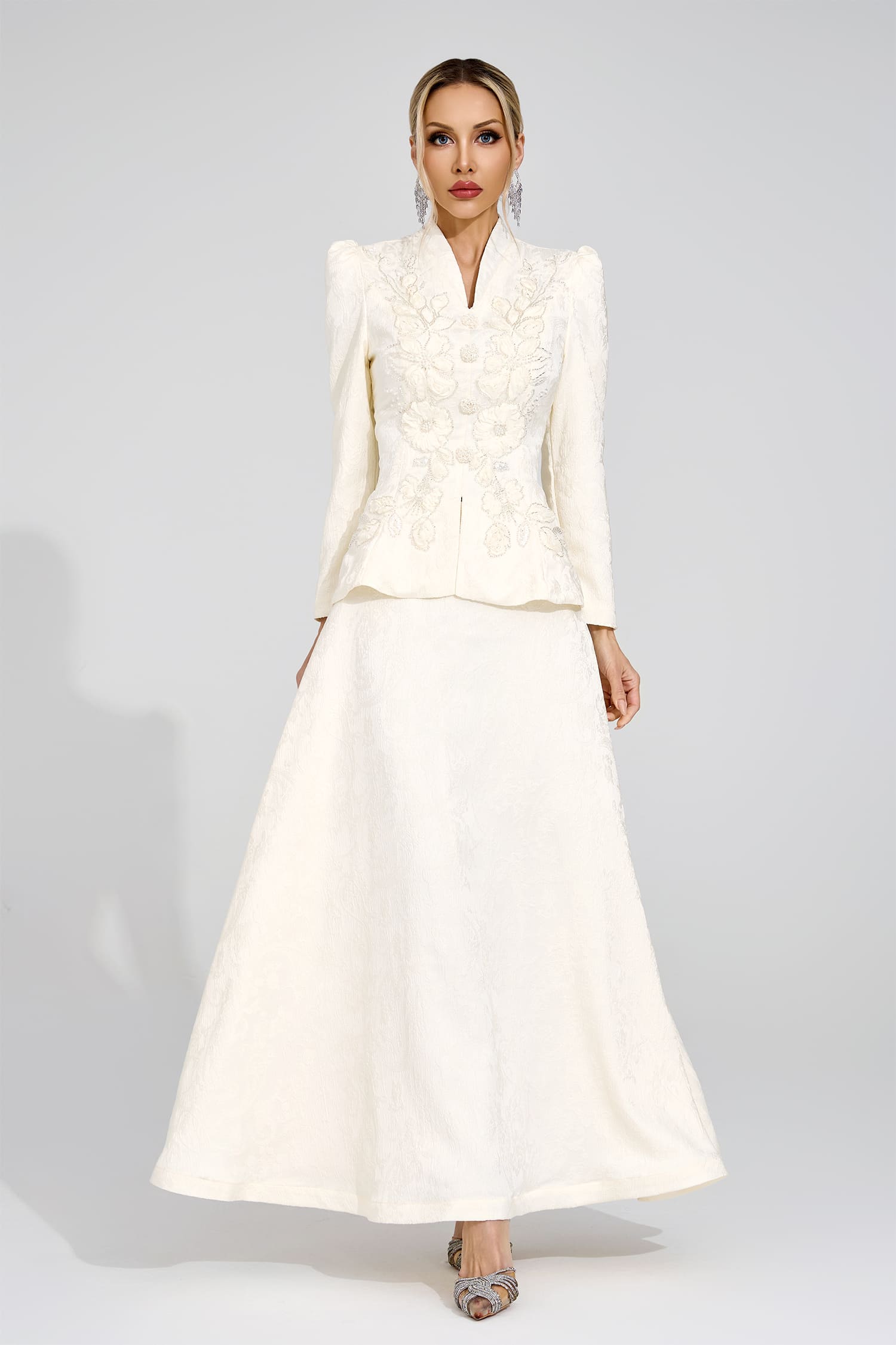 Nanna  Apricot Embroidered Set