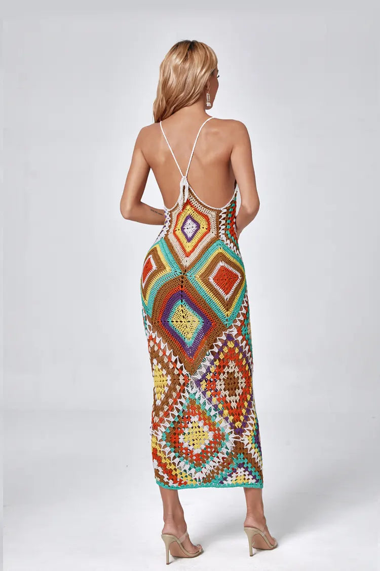 Natalie Multicolored Sling Knit Maxi Dress-CATCHALL