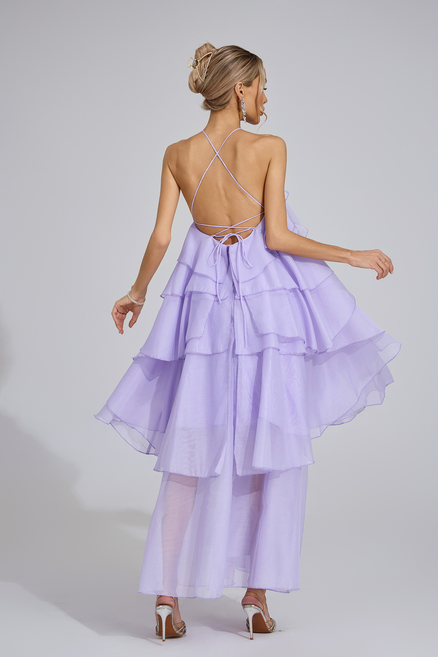 Nerys Purple Ruffle Maxi Dress