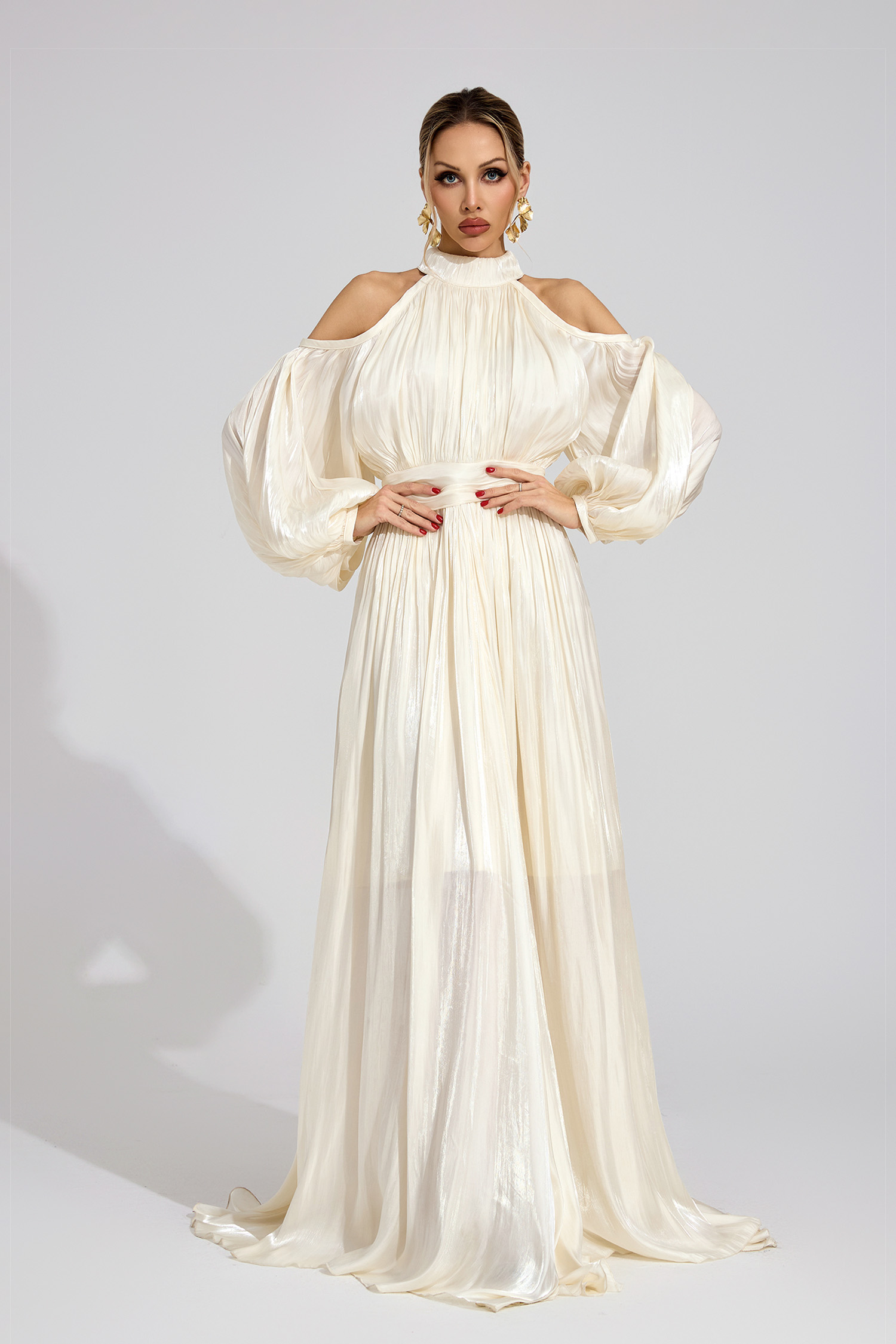 Nexus  White Halter Maxi Dress