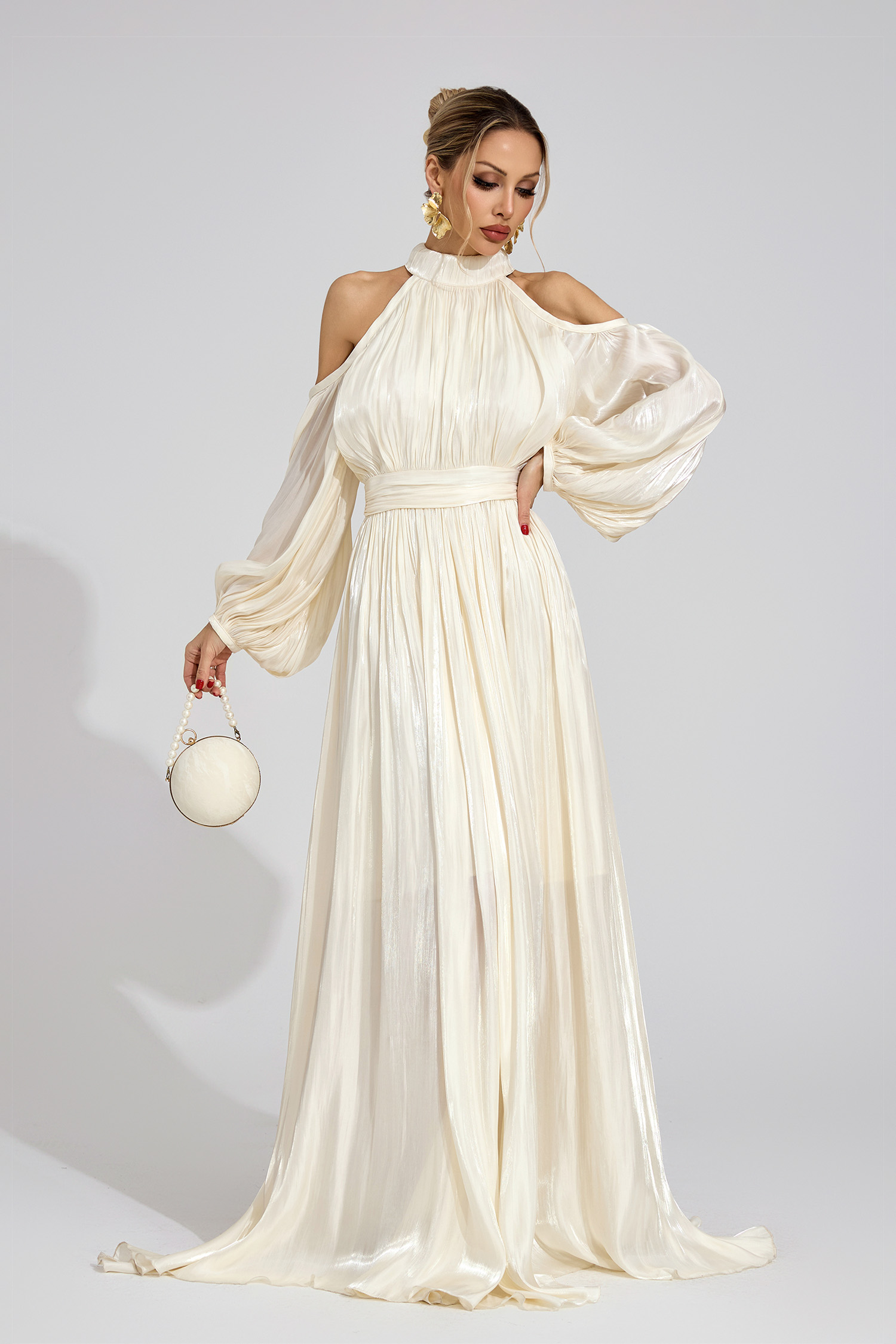Nexus  White Halter Maxi Dress