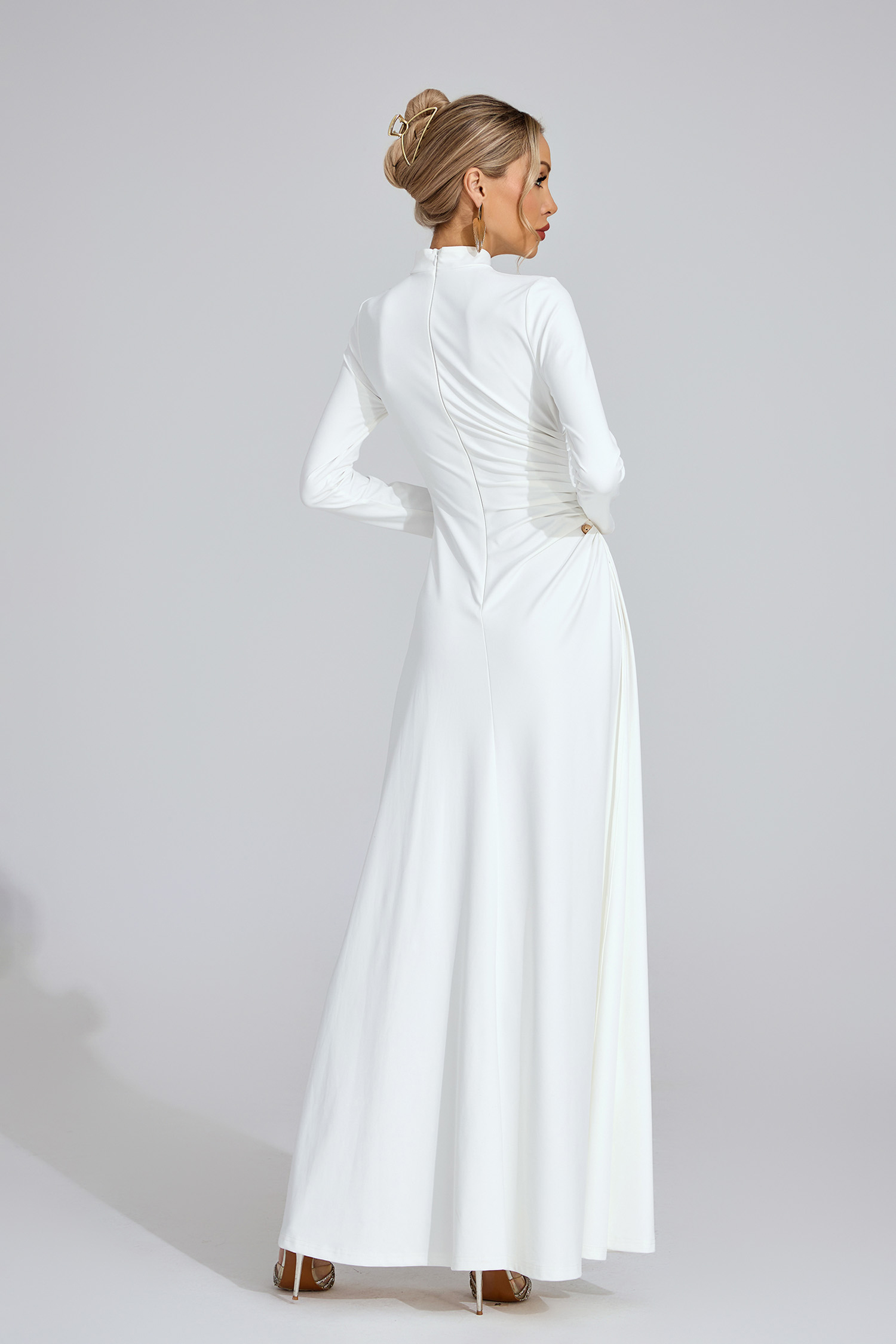 Niamh White High Slit Maxi Dress