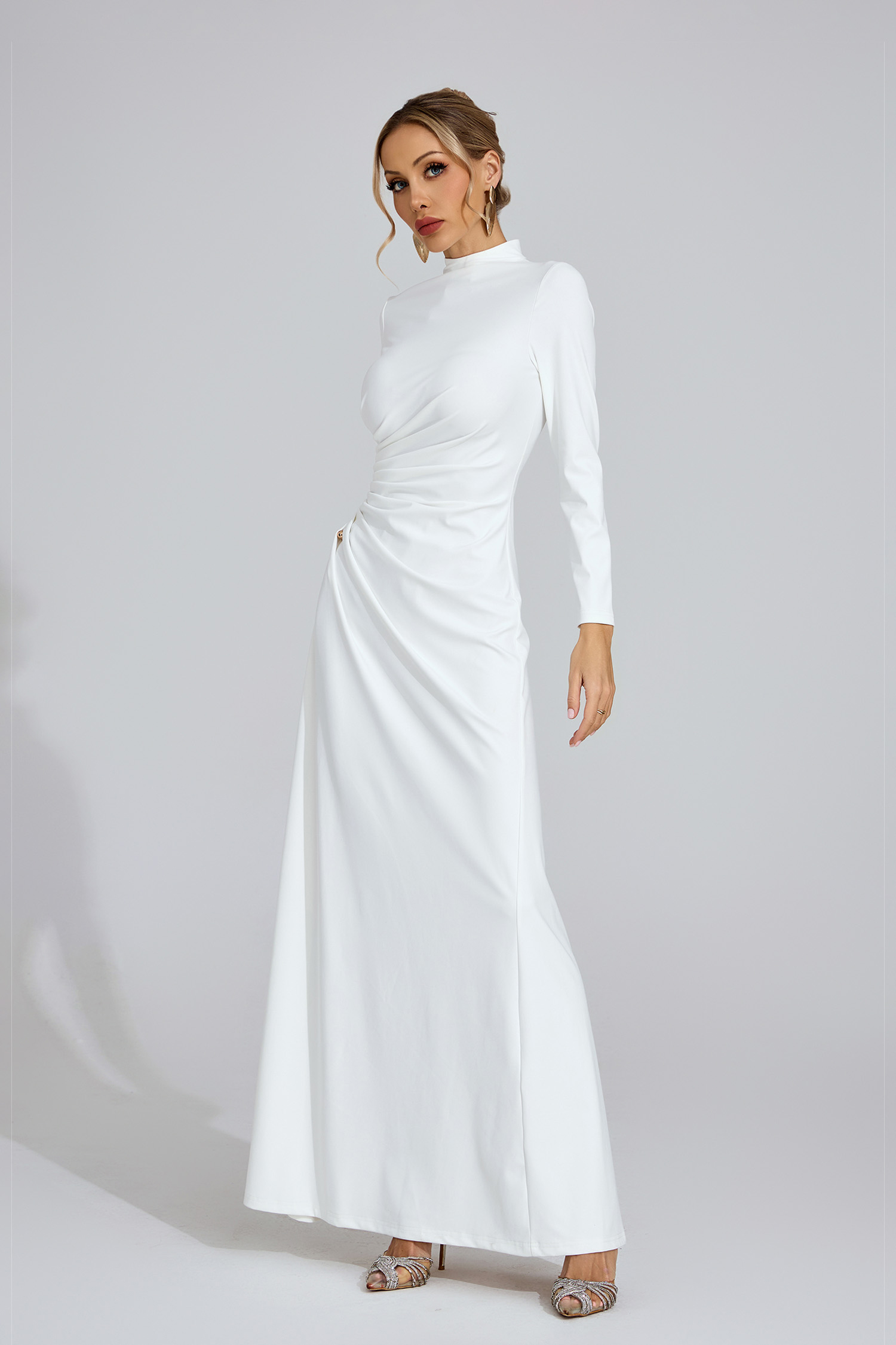 Niamh White High Slit Maxi Dress