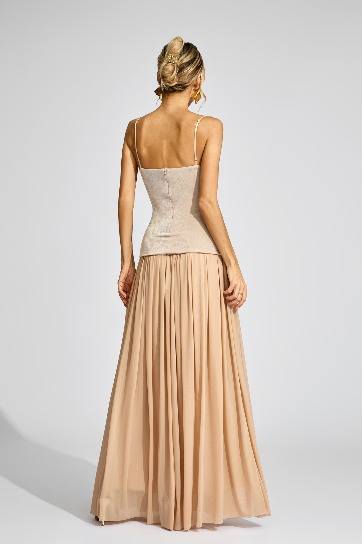 Nick Beige Ruched Suspender Set