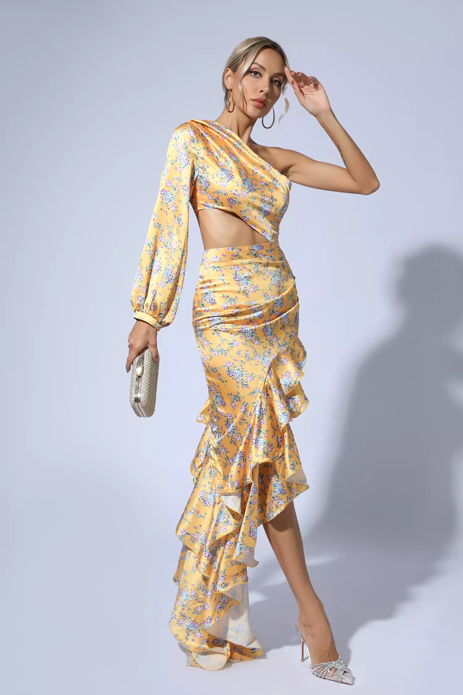 Nina Yellow Floral Maxi Dress-CATCHALL