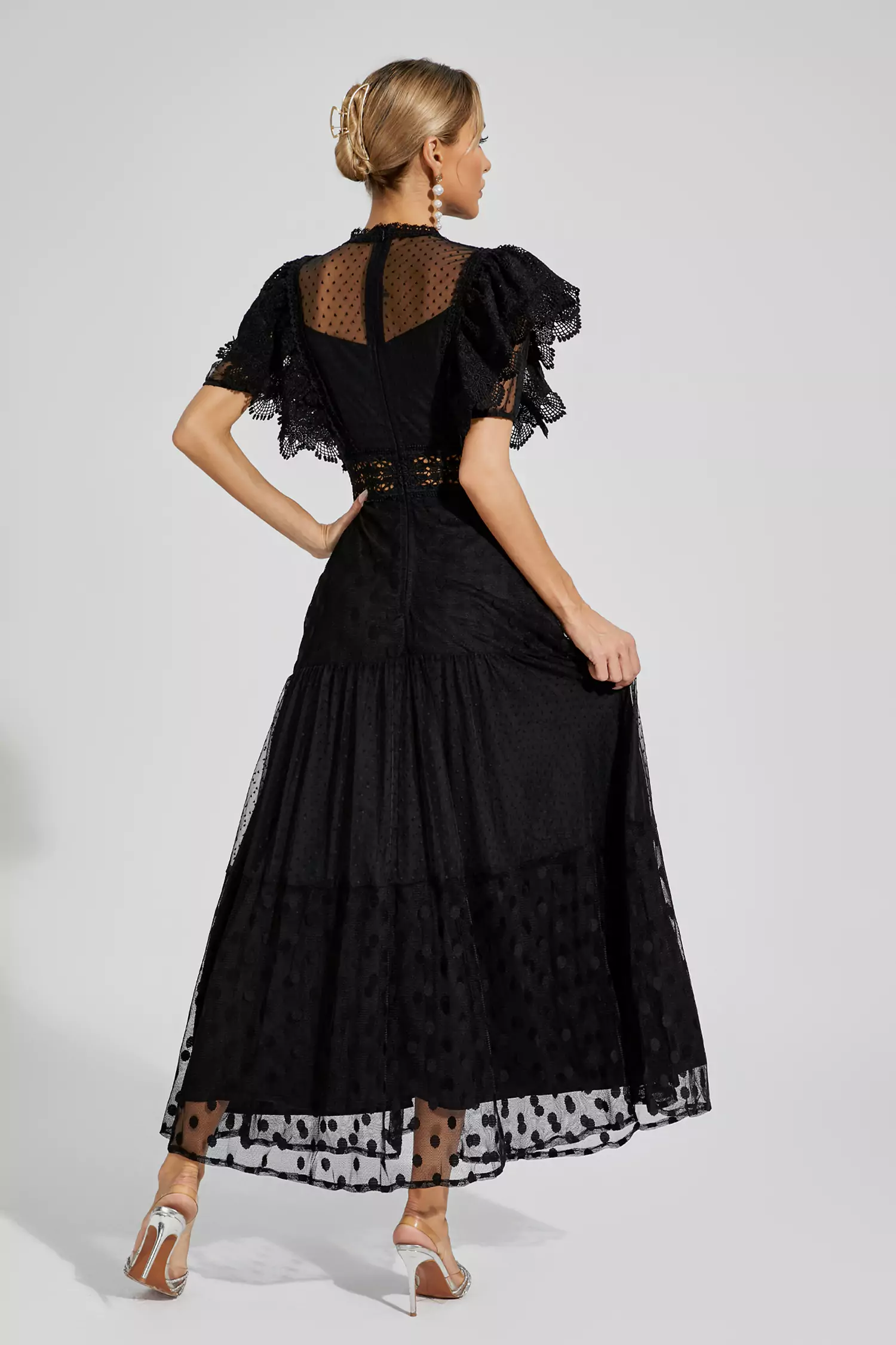 Noor Black Polka Dot Maxi Dress-CATCHALL