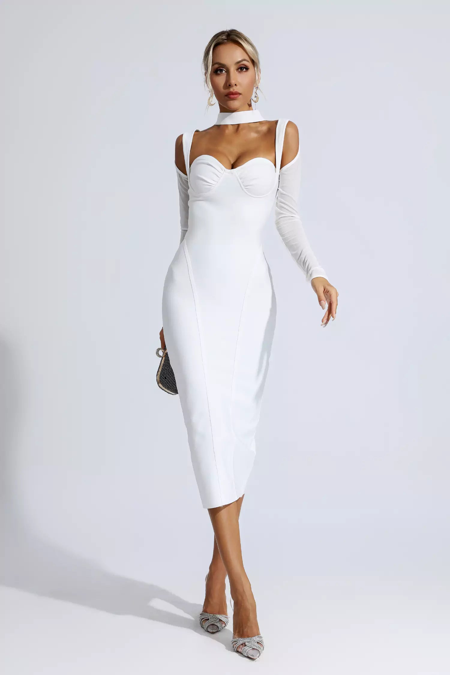 Nora White Bandage Maxi Dress-CATCHALL