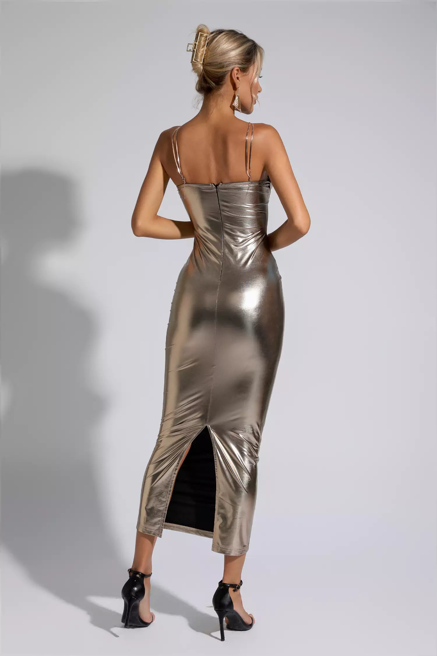 Nylah Gold Sequin Maxi Dress-CATCHALL