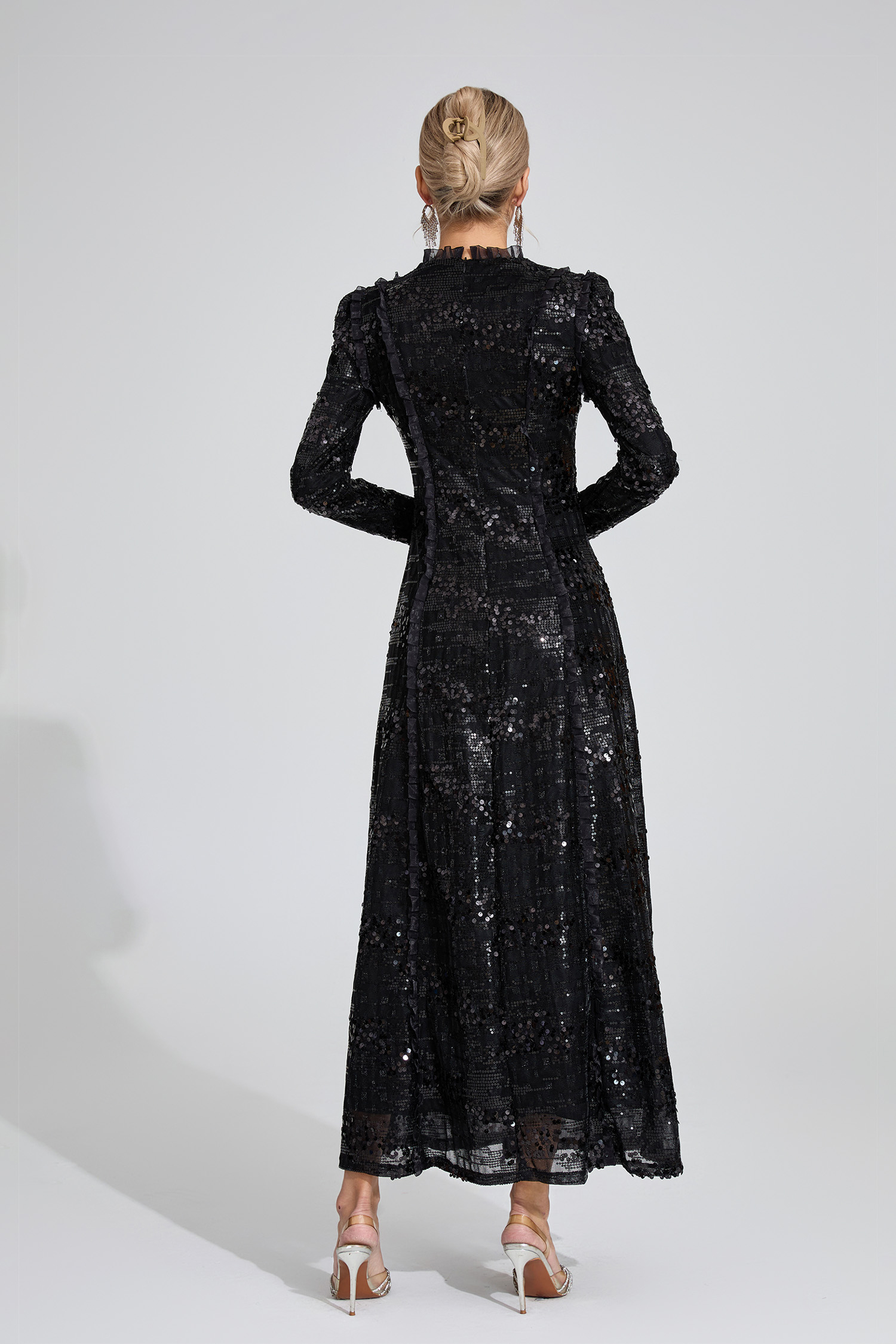 Odelette Black Sequin Maxi Dress