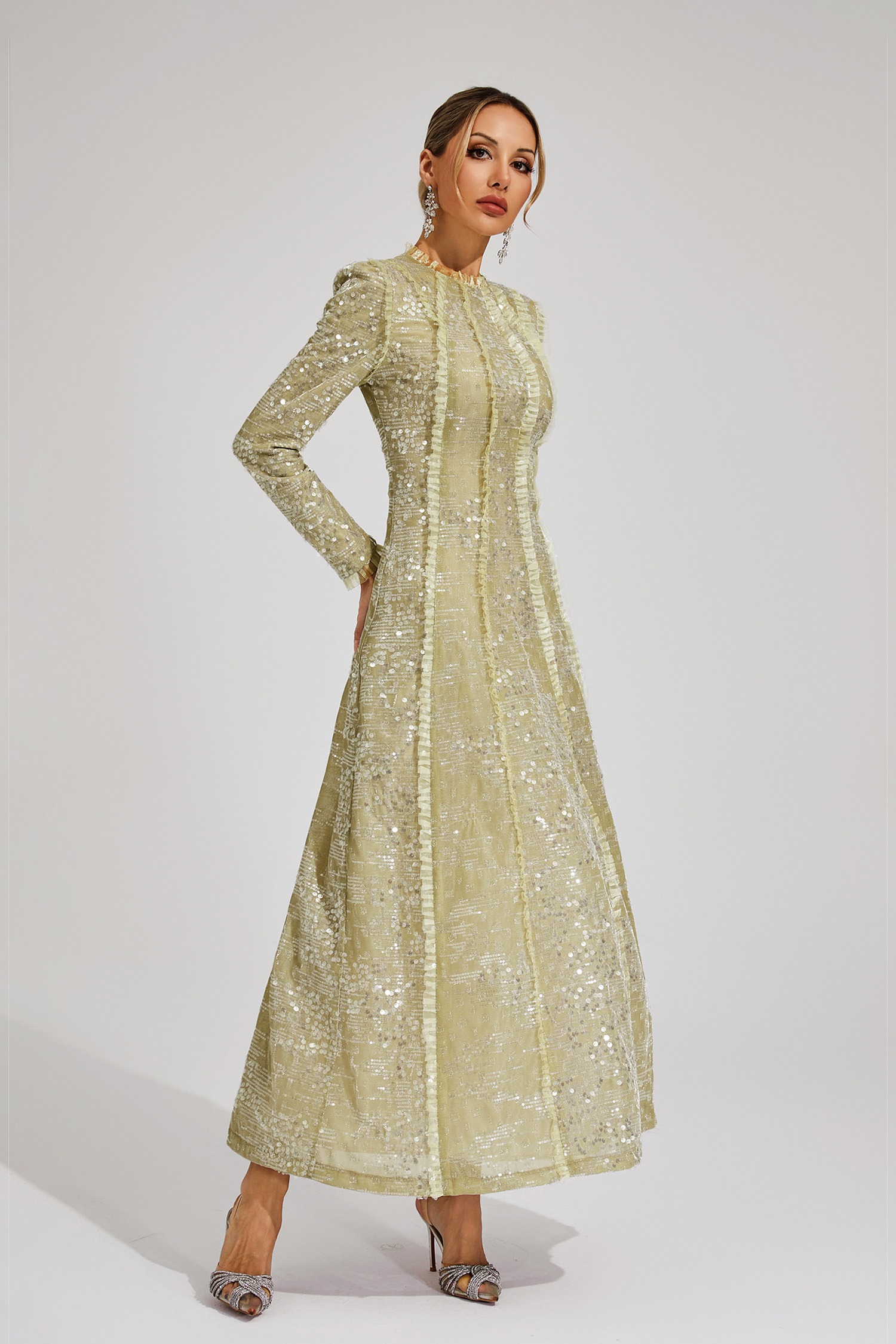 Odelette Apricot Sequin Maxi Dress