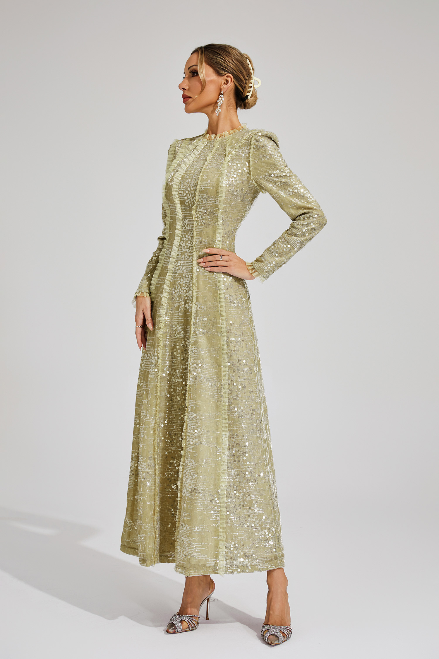 Odelette Apricot Sequin Maxi Dress