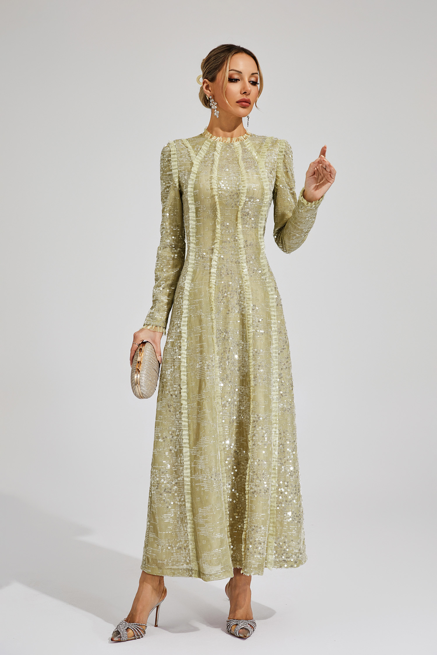 Odelette Apricot Sequin Maxi Dress