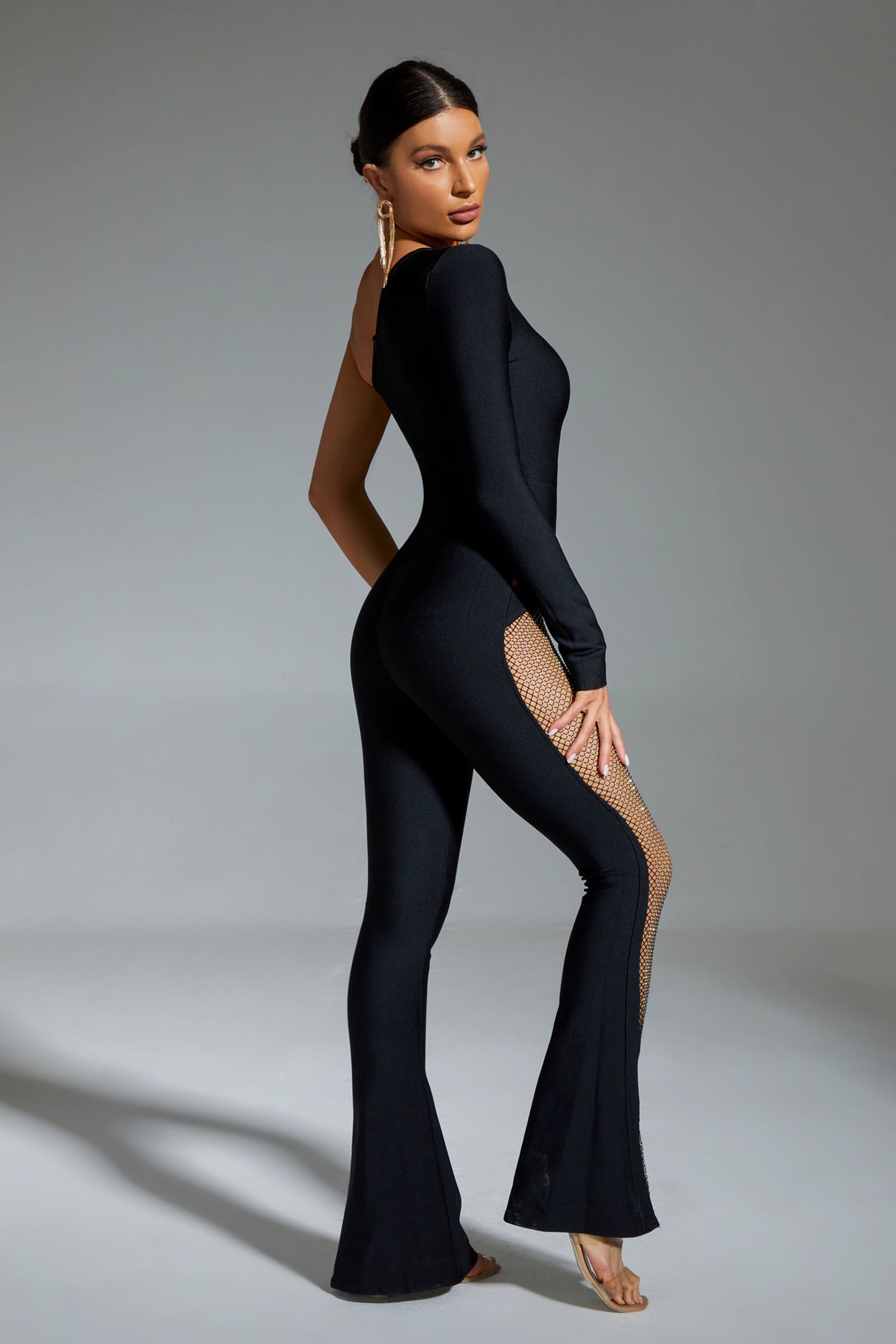 Olive Black One Shoulder Jumpsuit-CATCHALL