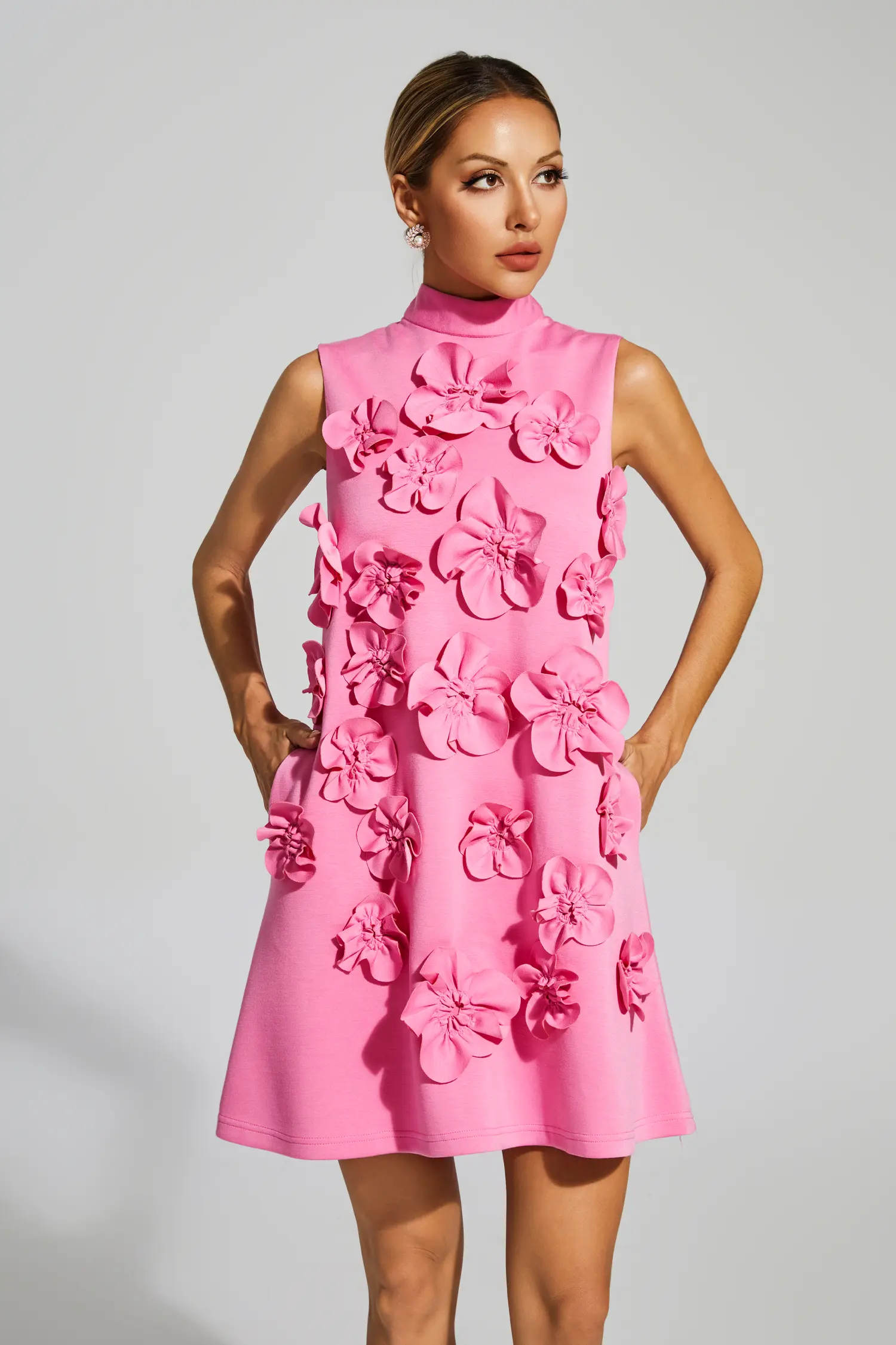 Onions Rose Red Rose Flower Mini Dress-CATCHALL
