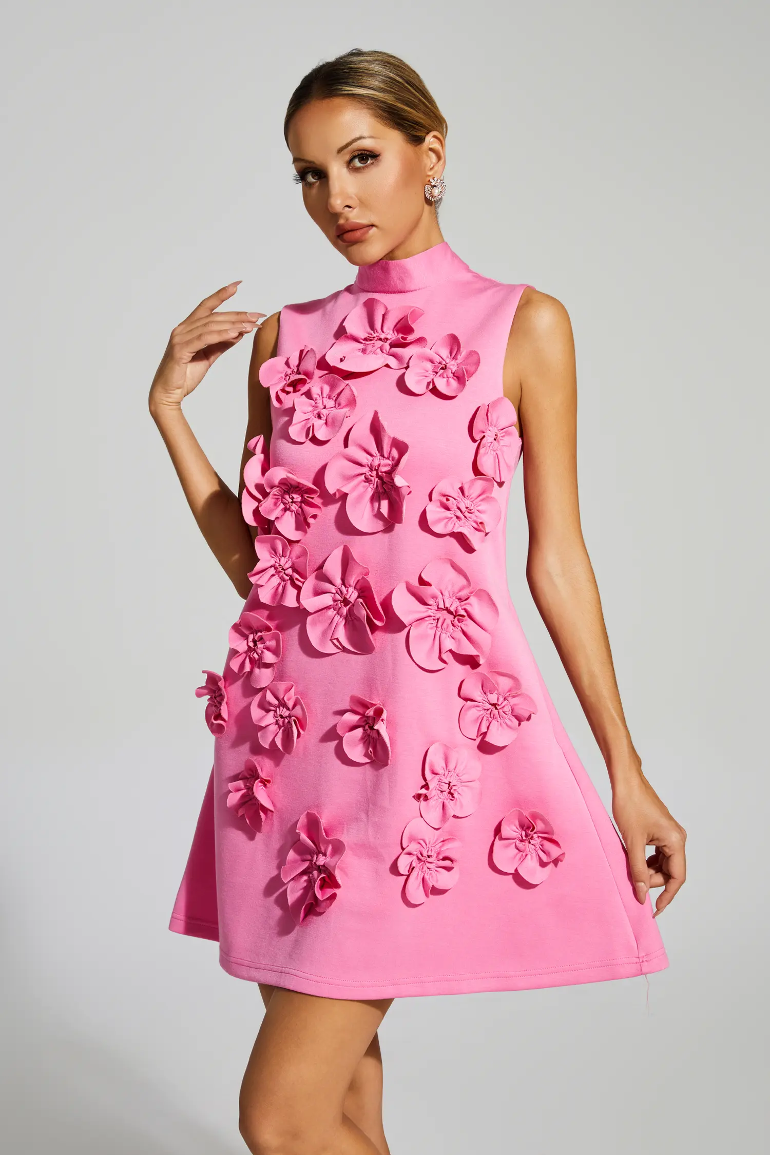 Onions Rose Red Rose Flower Mini Dress-CATCHALL