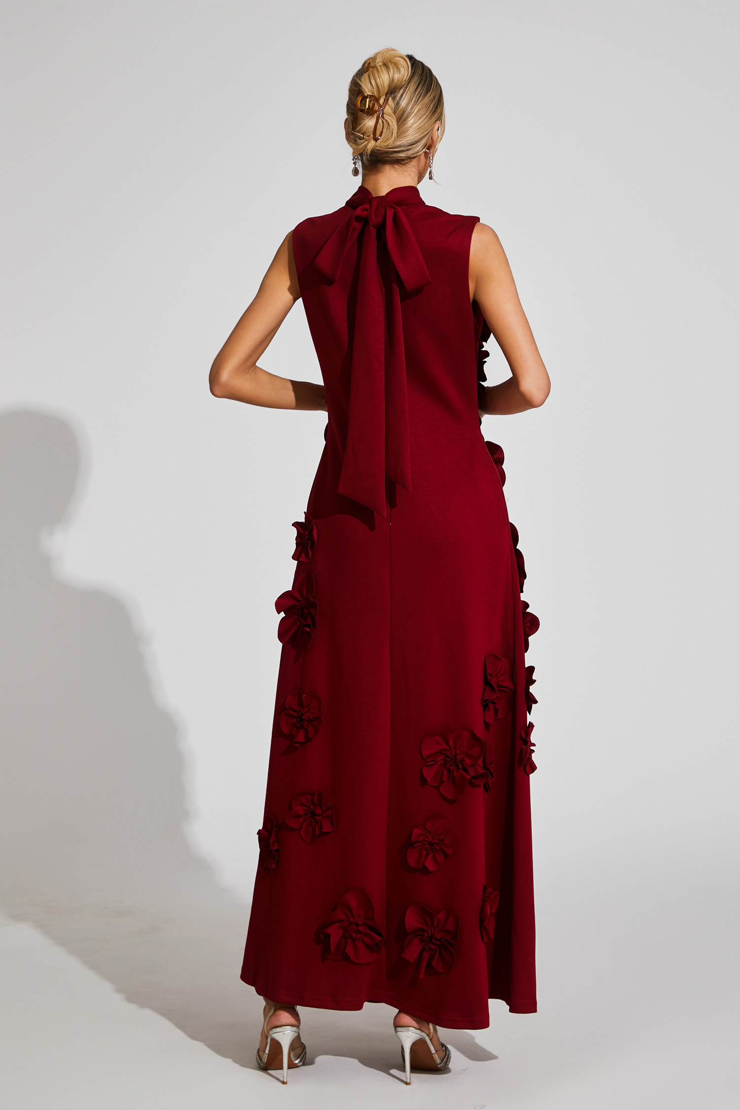 Onions Wine Red Rose Flower Maxi Dress
