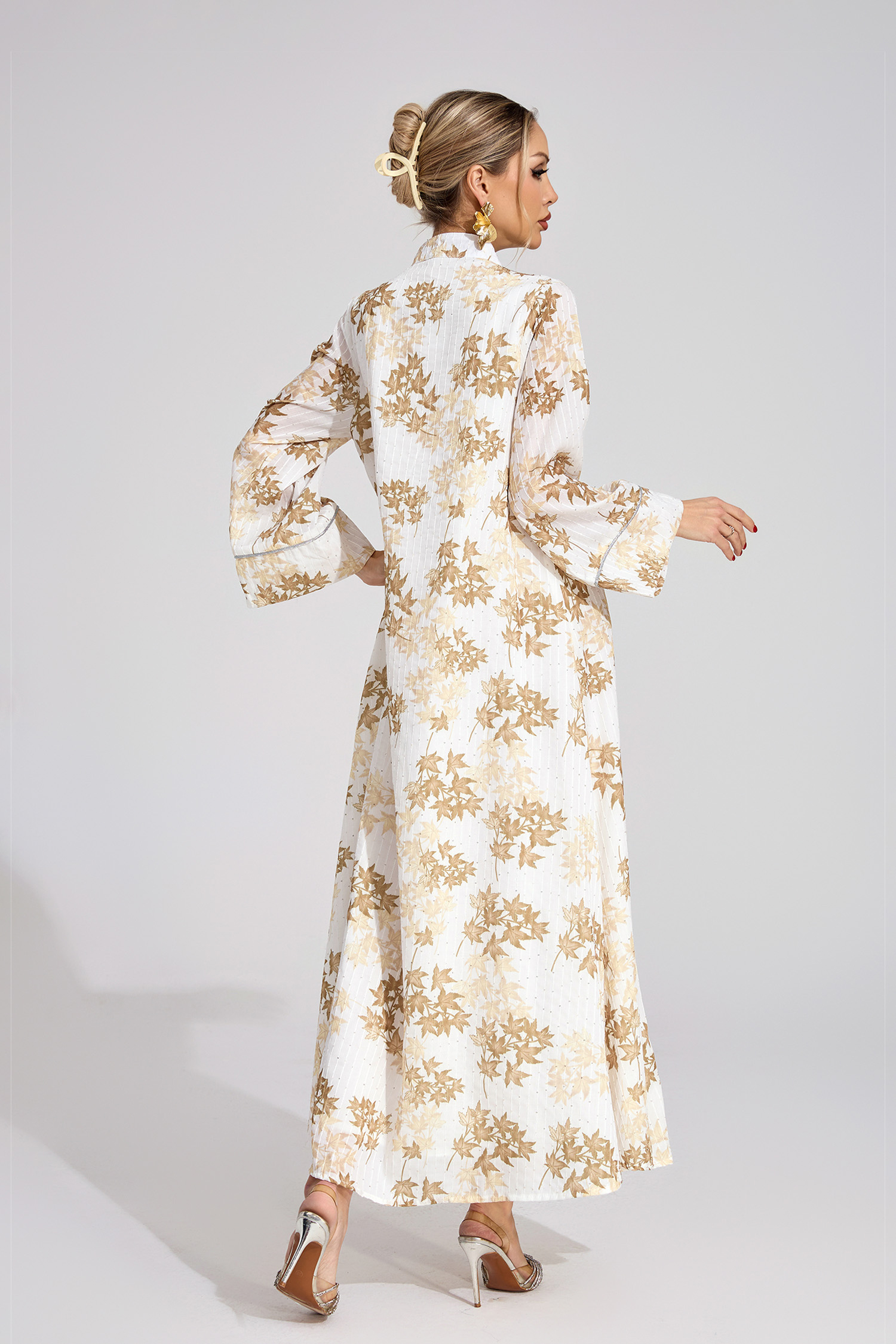 Onyx Gold Beaded Maxi Dress