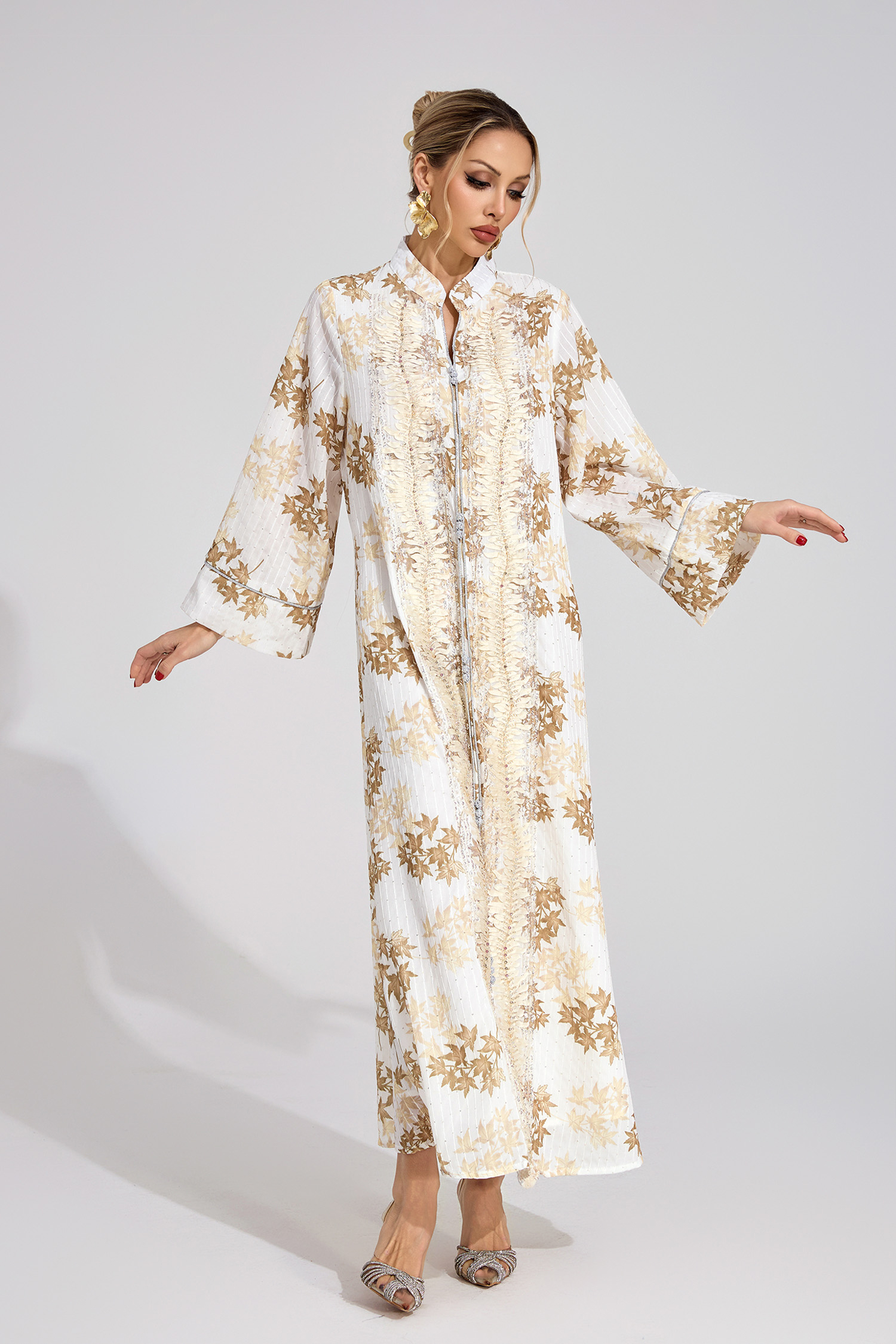 Onyx Gold Beaded Maxi Dress