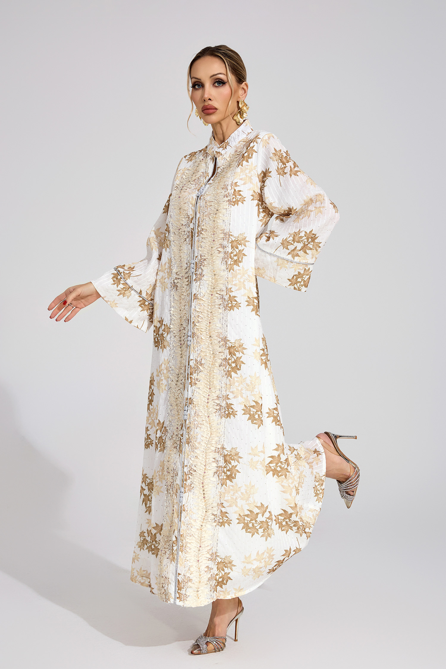 Onyx Gold Beaded Maxi Dress