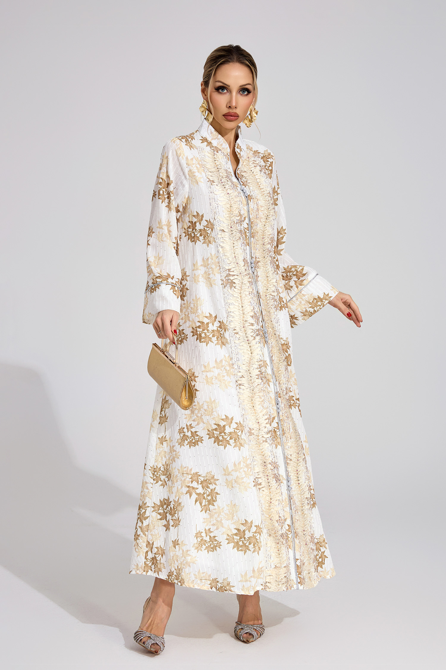 Onyx Gold Beaded Maxi Dress