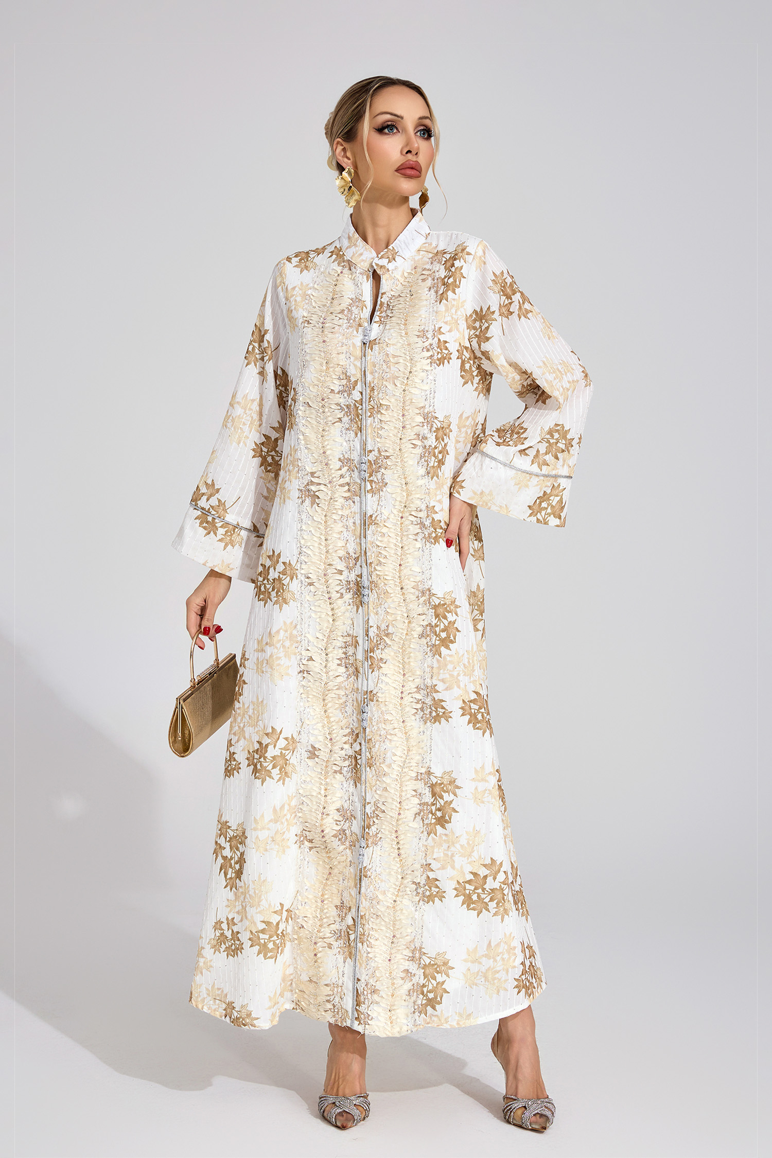 Onyx Gold Beaded Maxi Dress