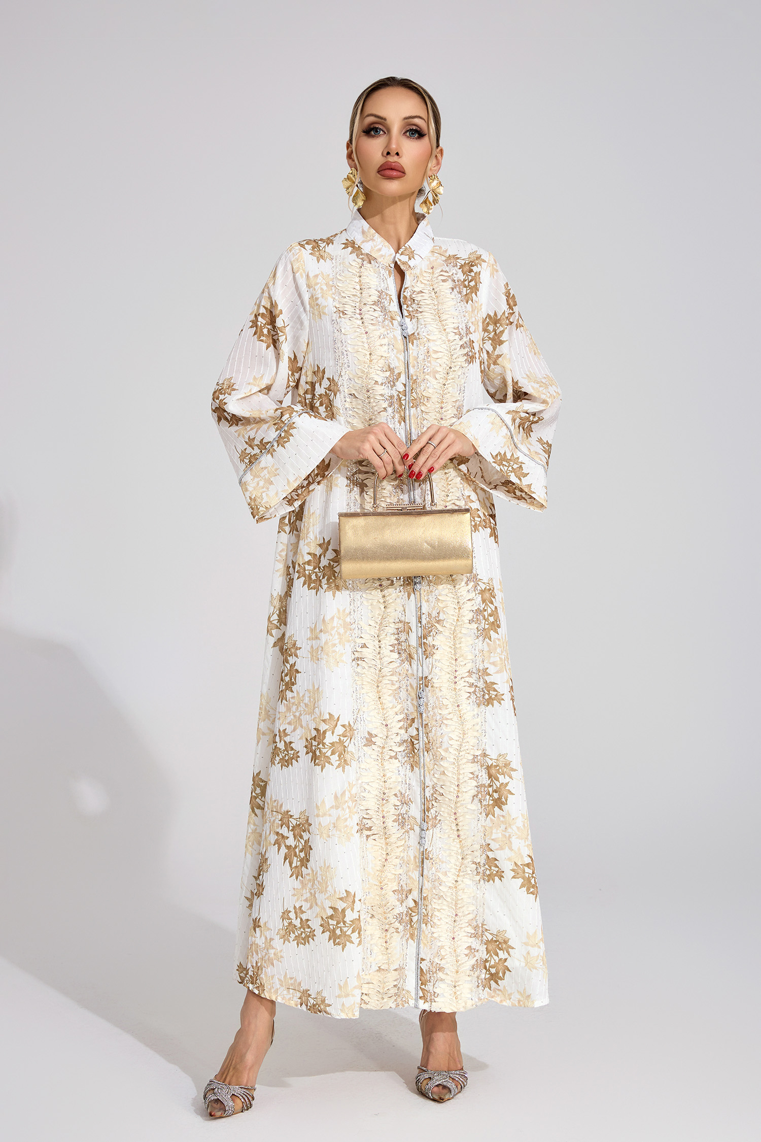 Onyx Gold Beaded Maxi Dress