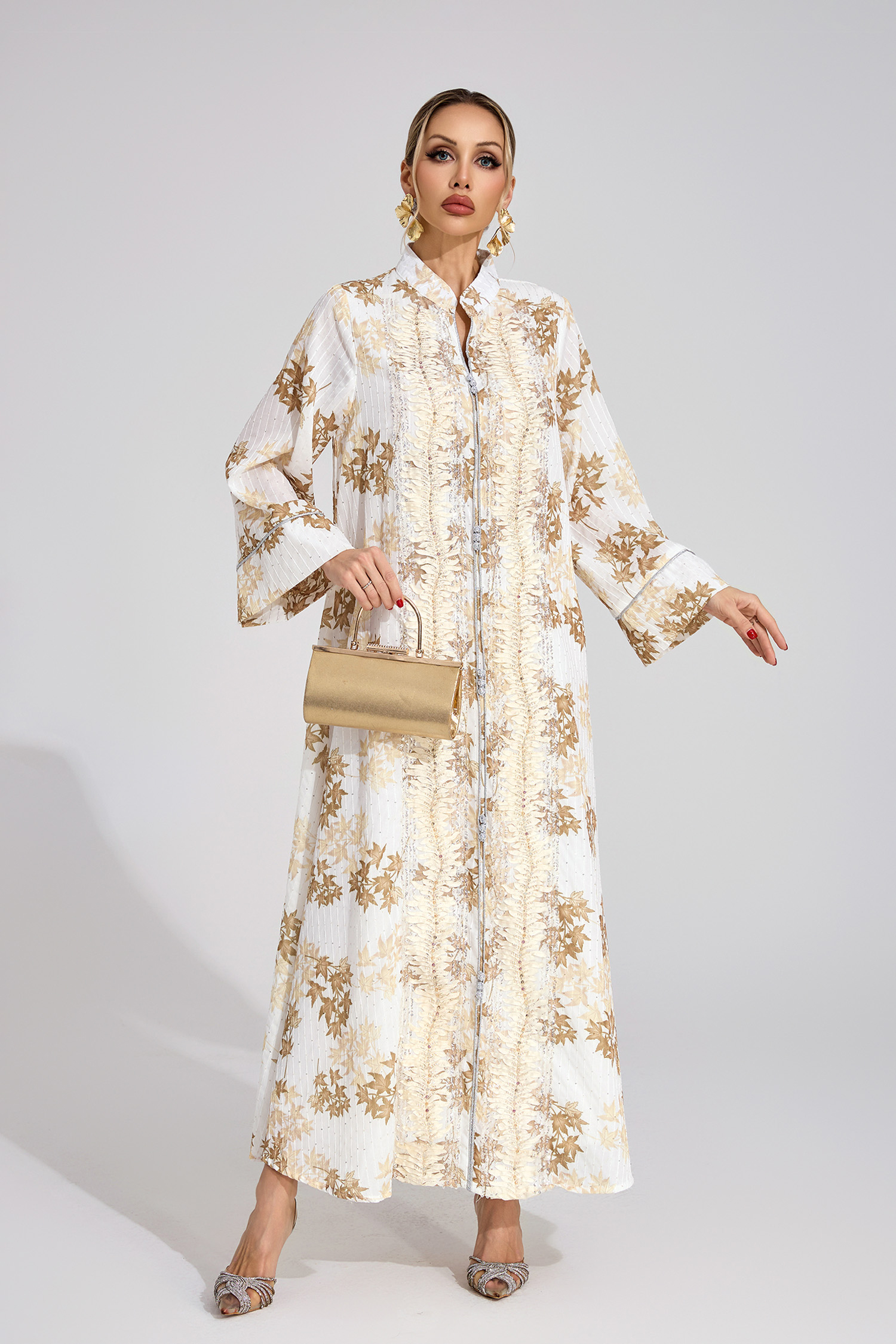 Onyx Gold Beaded Maxi Dress