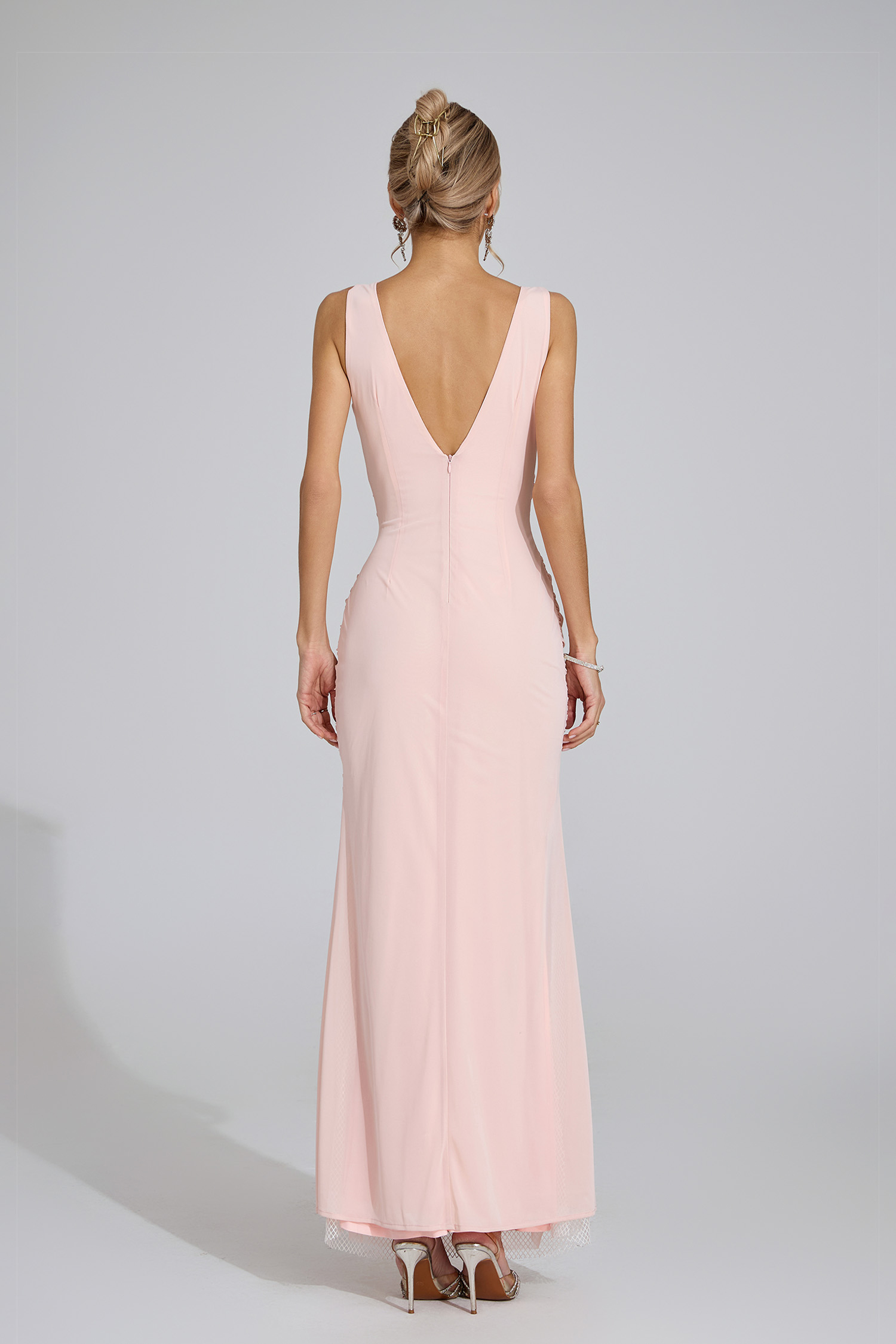 Orlaith Light Pink Sheer Maxi Dress