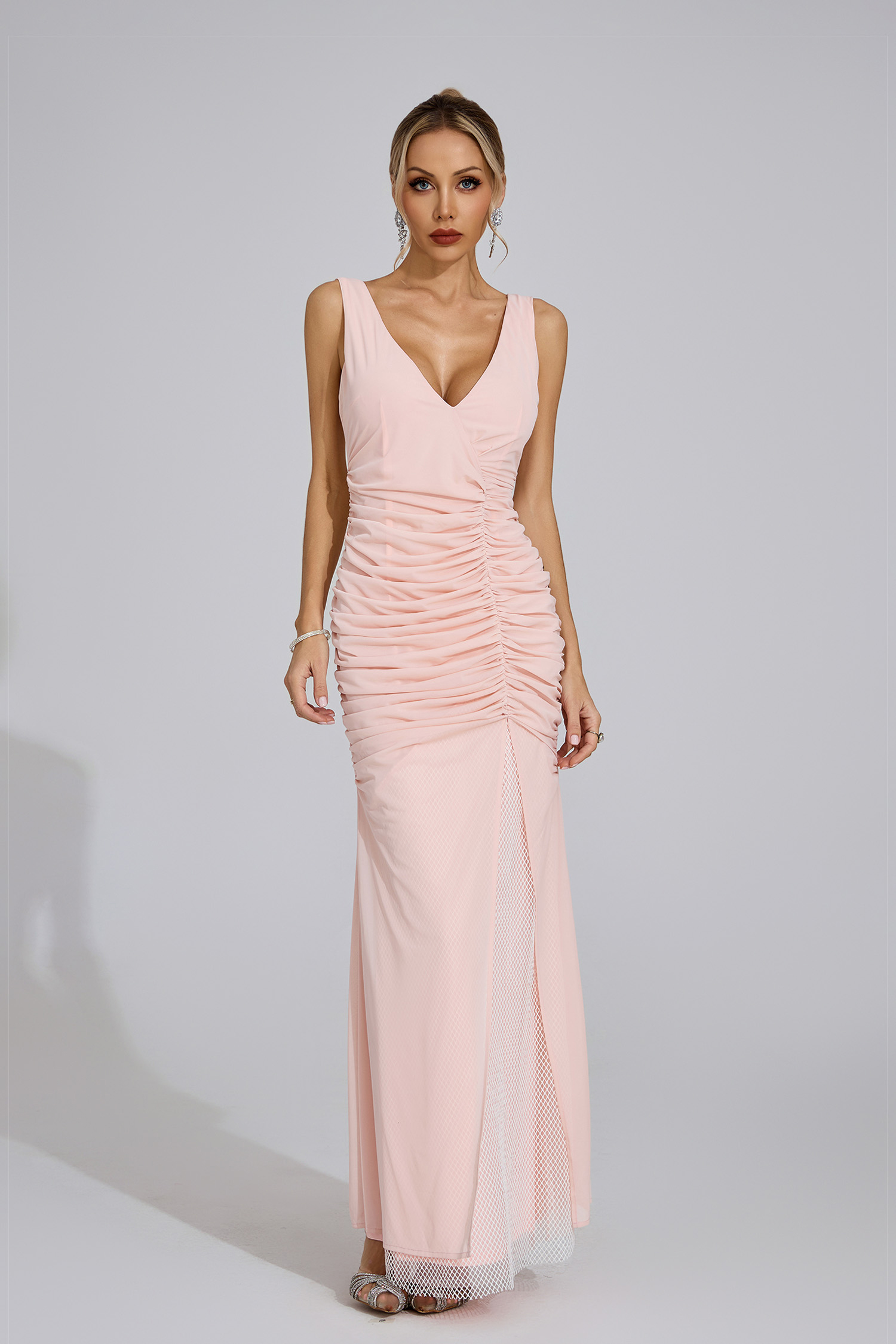 Orlaith Light Pink Sheer Maxi Dress