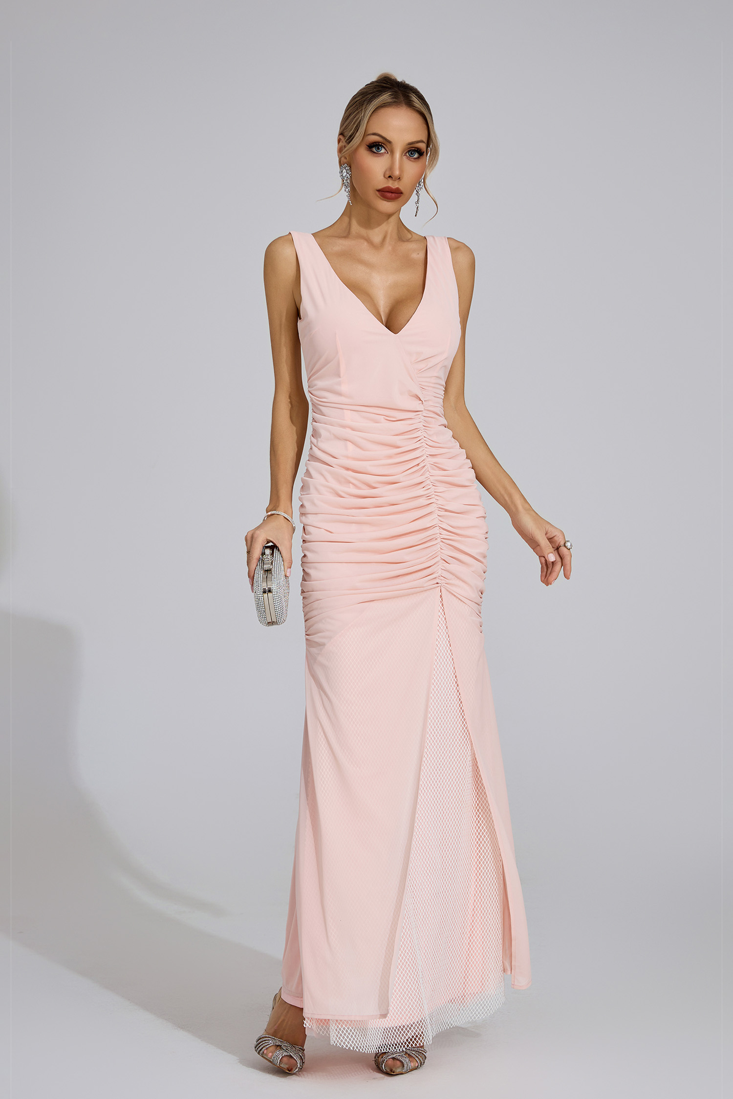 Orlaith Light Pink Sheer Maxi Dress