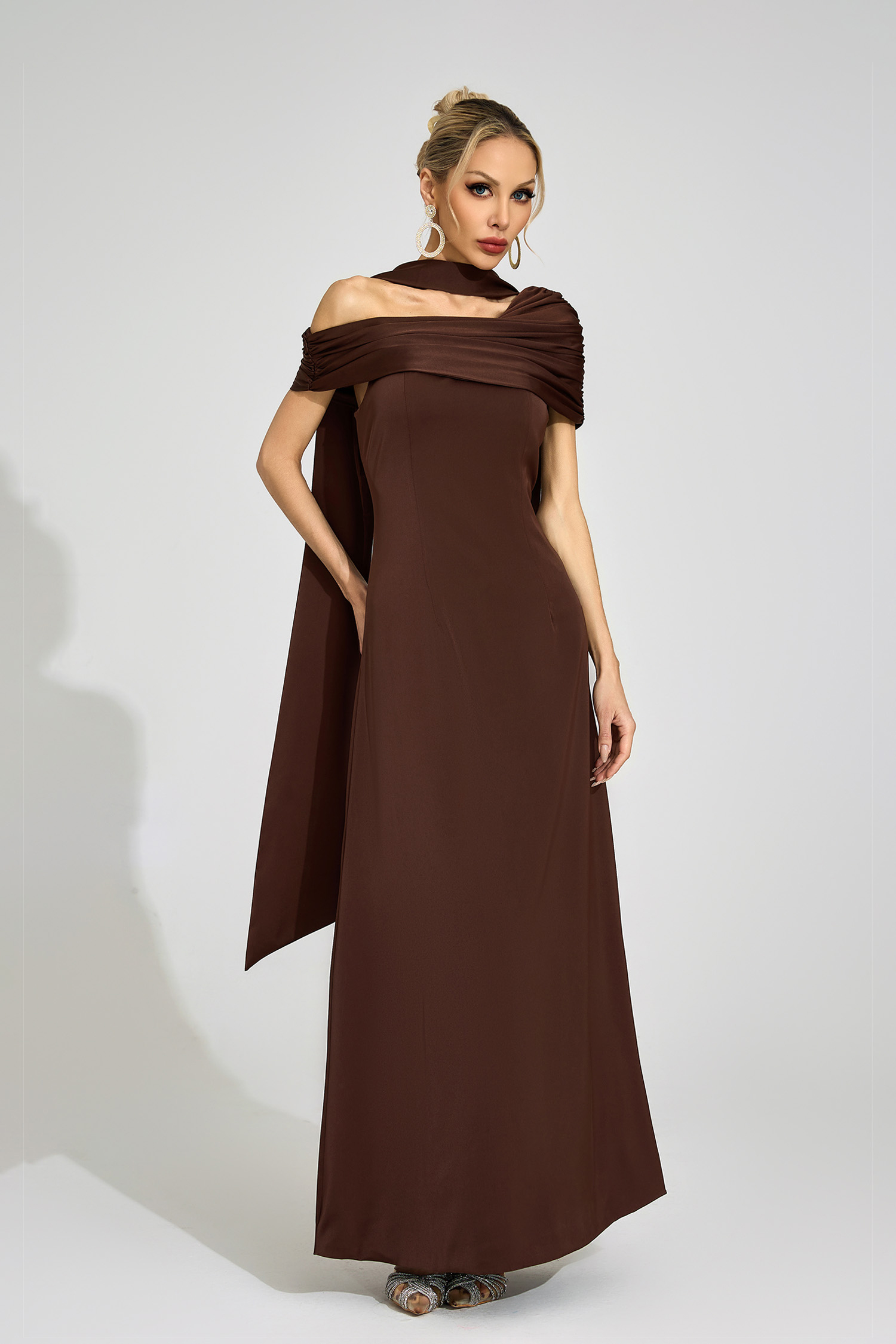 Ovidia Brown Floral Maxi Dress