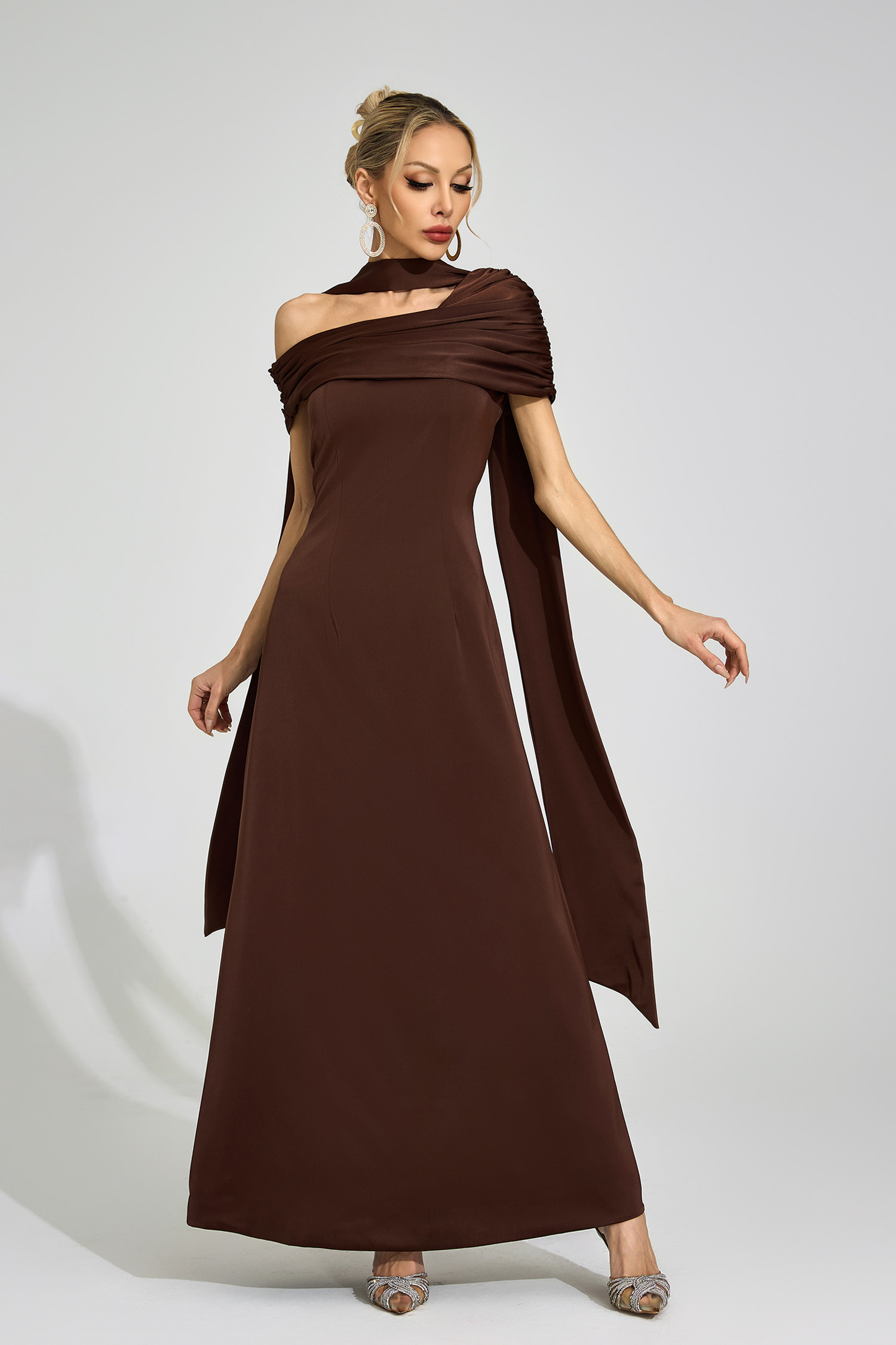 Ovidia Brown Floral Maxi Dress