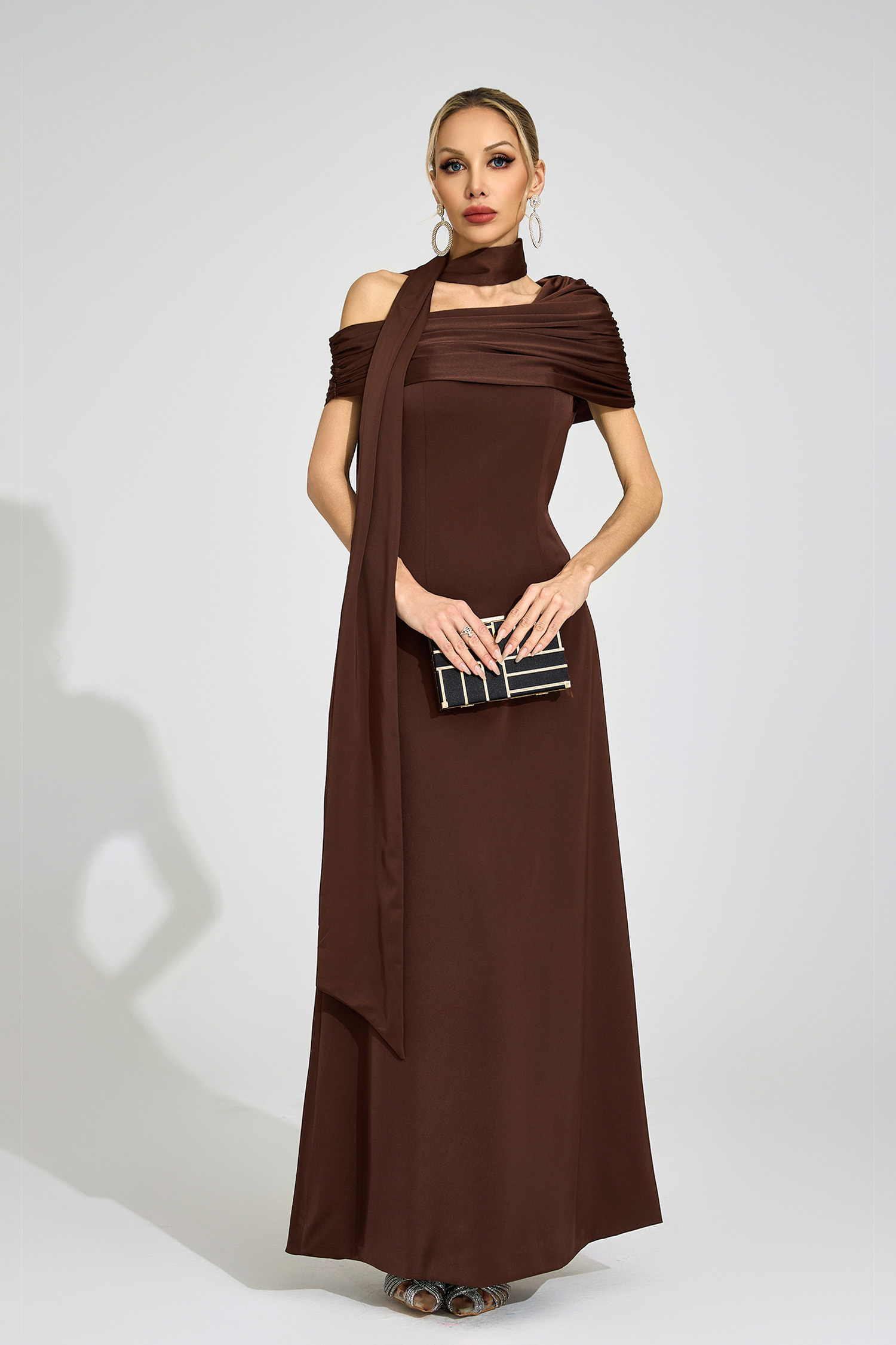 Ovidia Brown Floral Maxi Dress