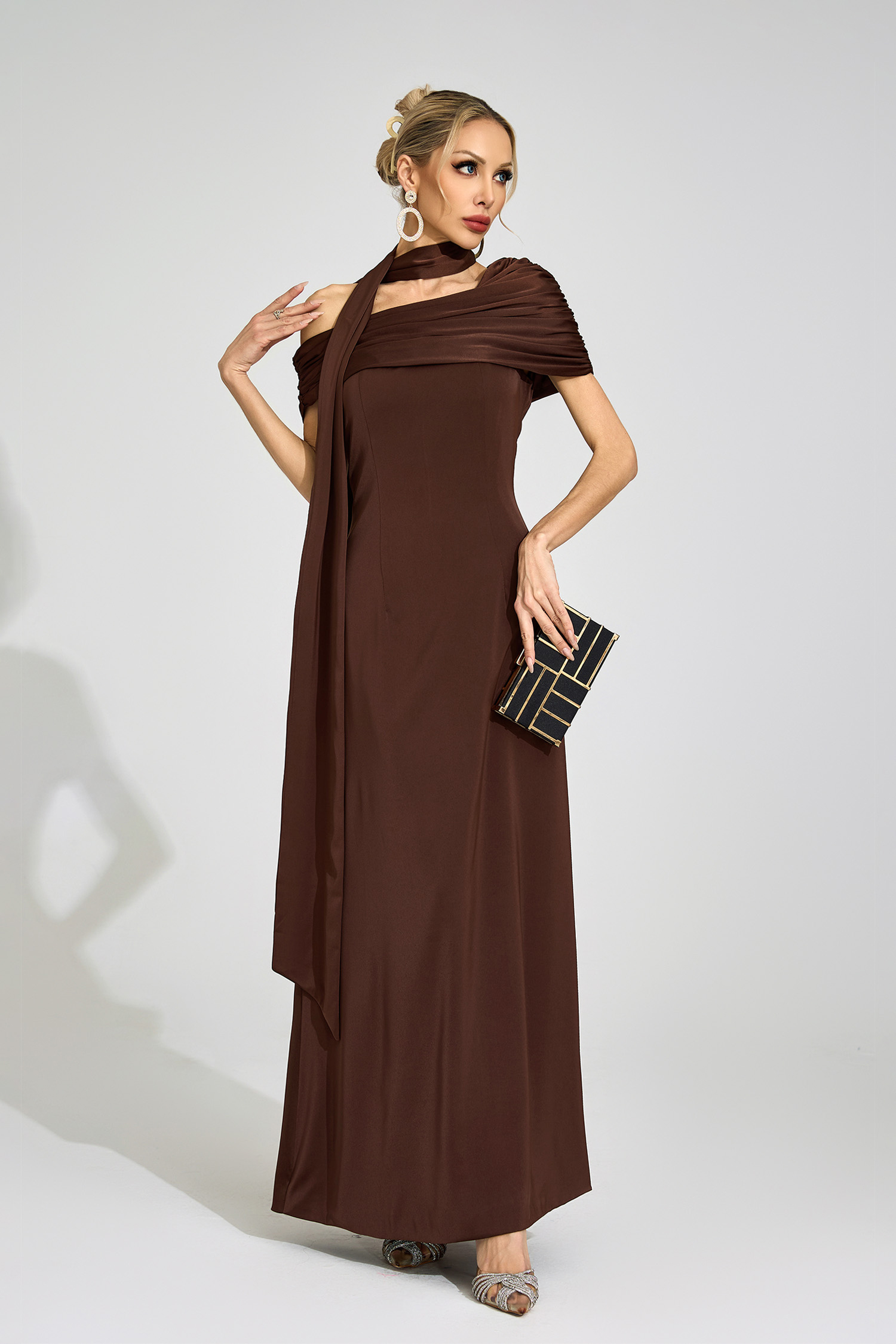 Ovidia Brown Floral Maxi Dress