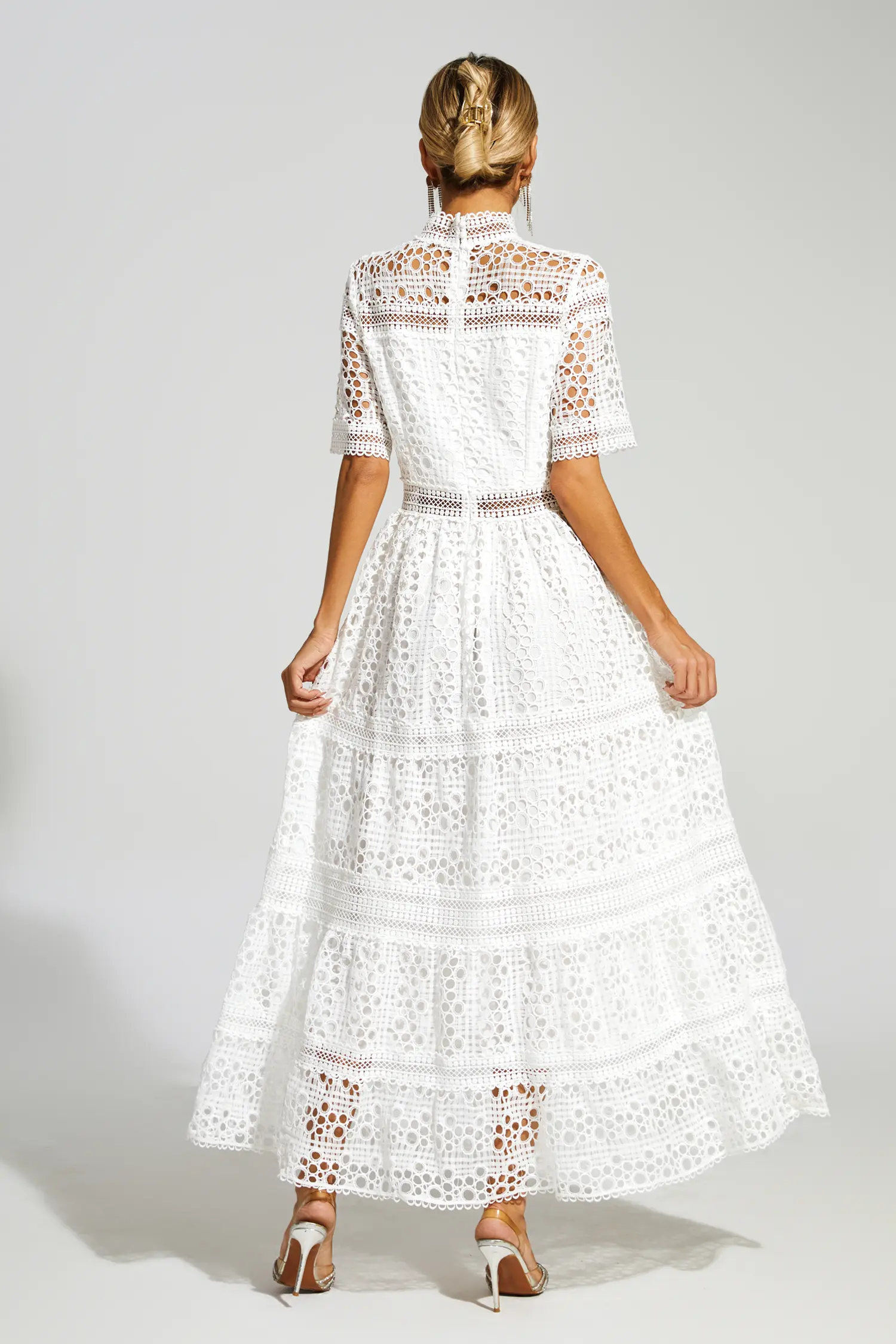 Paddy White Hollow Maxi Dress-CATCHALL