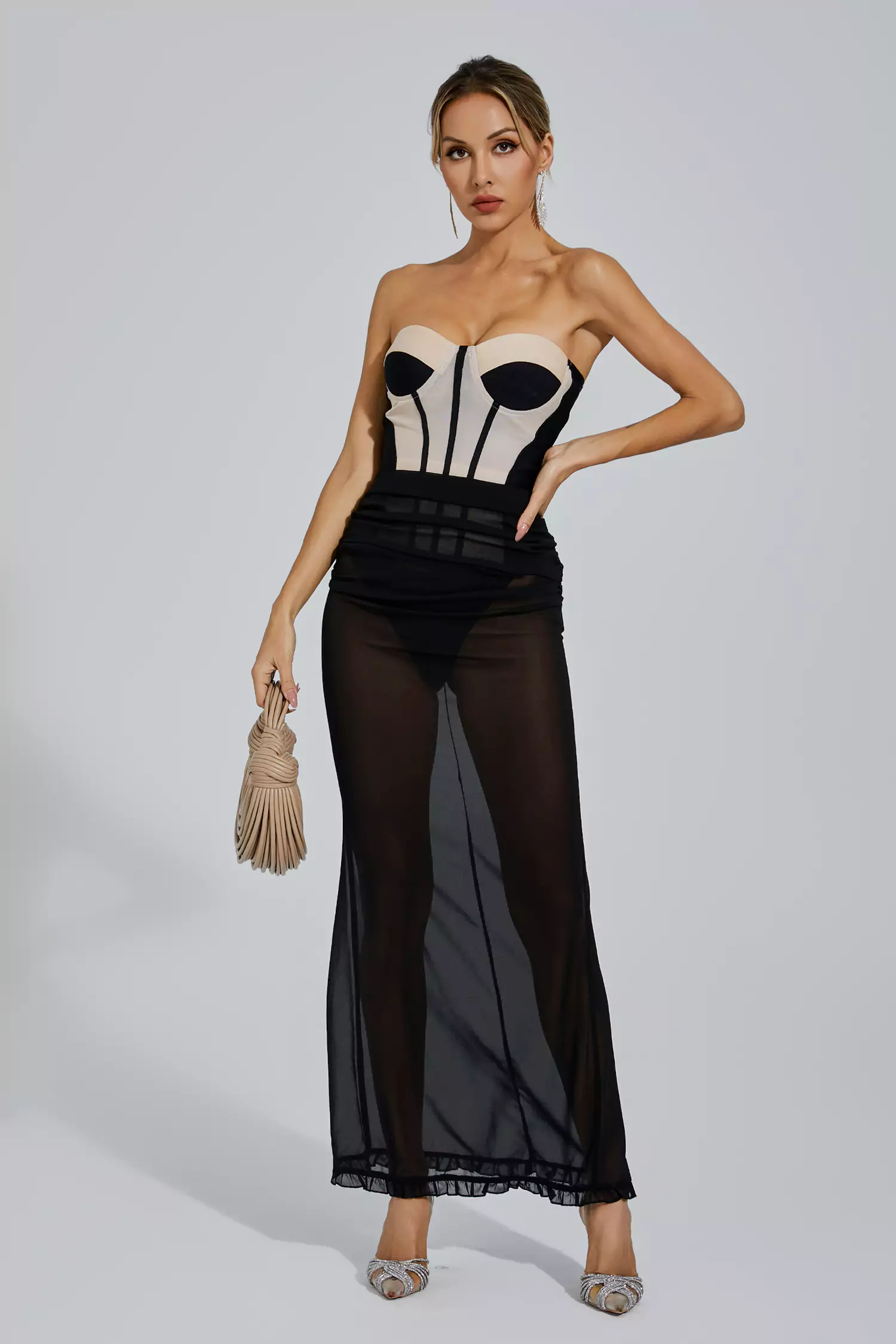 Paityn Black Bandage Bustier Set-CATCHALL