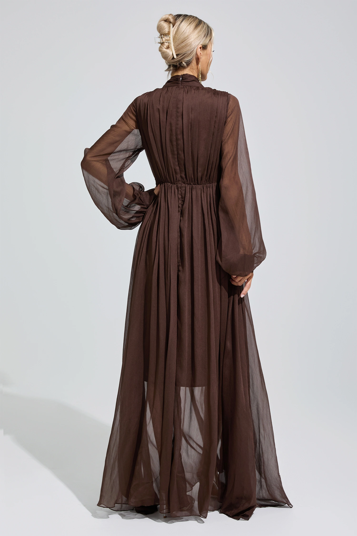 Pankhurst Brown Lantern Sleeve Maxi Dress