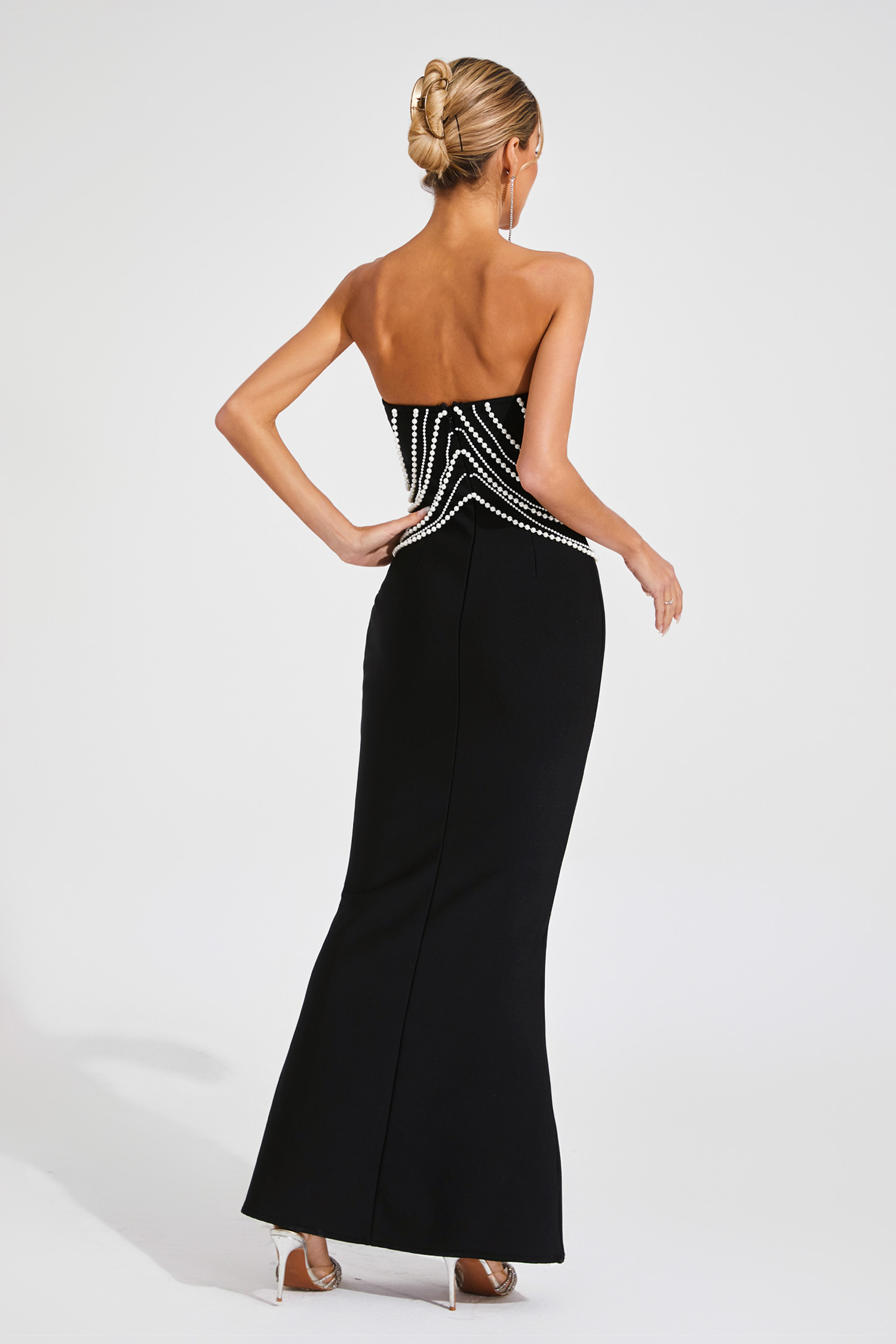 Payne Black Pearls Off Shoulder Dress