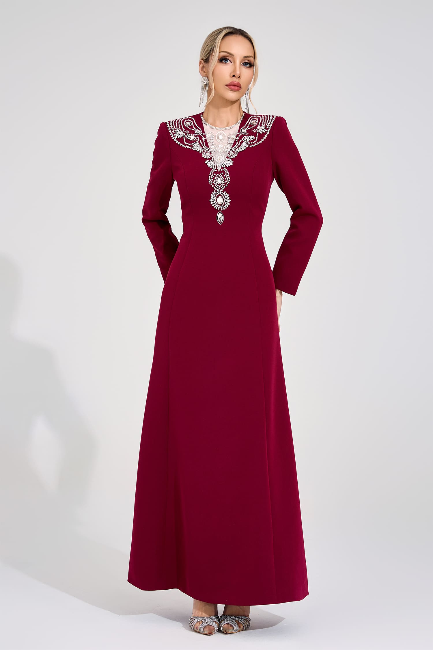Pernilla Red Diamond Maxi Dress