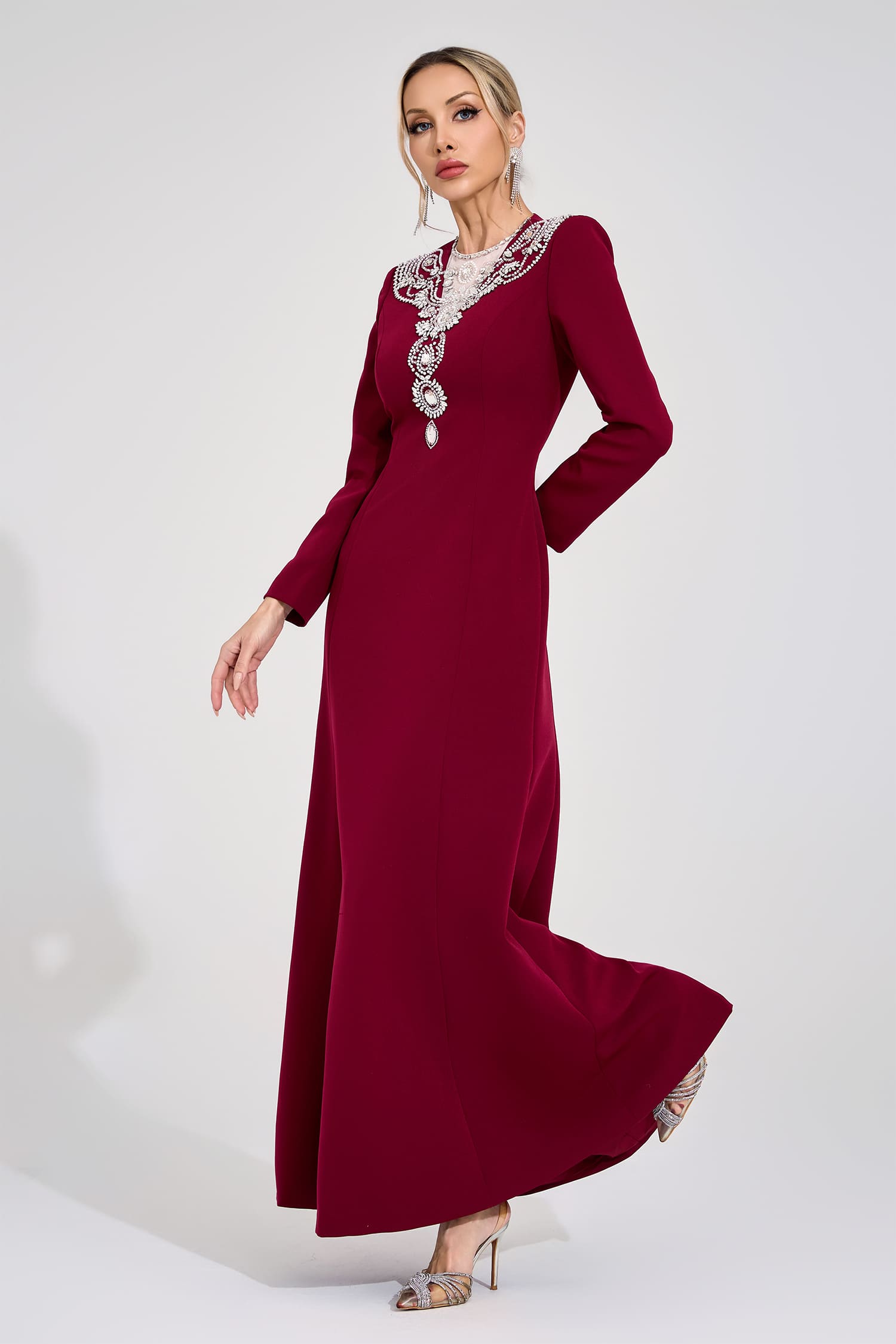 Pernilla Red Diamond Maxi Dress